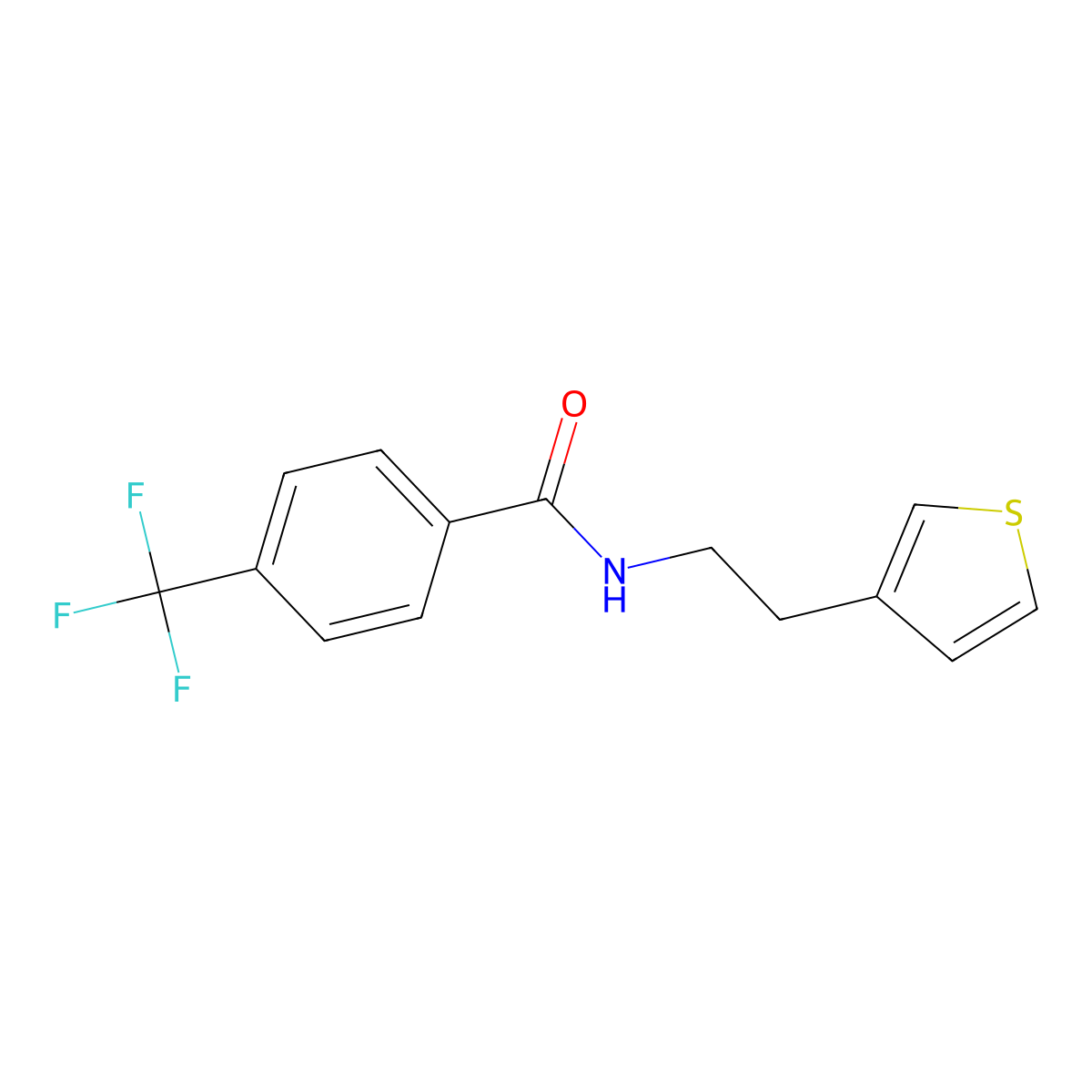N-[2-(thiophen-3-yl)ethyl]-4-(trifluoromethyl)benzamide molecular structure, CAS 1058259-19-0