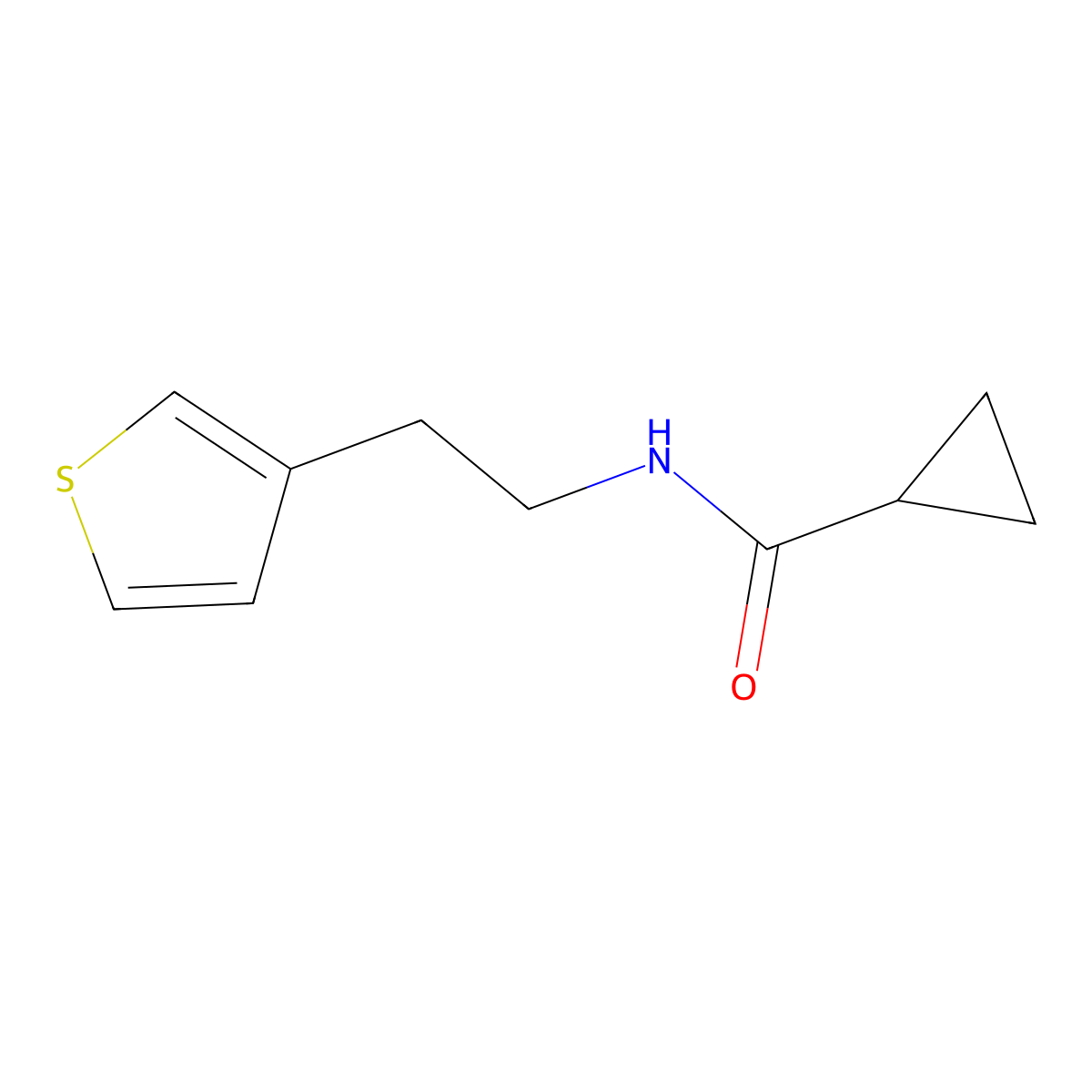 N-[2-(thiophen-3-yl)ethyl]cyclopropanecarboxamide molecular structure, CAS 1058259-21-4