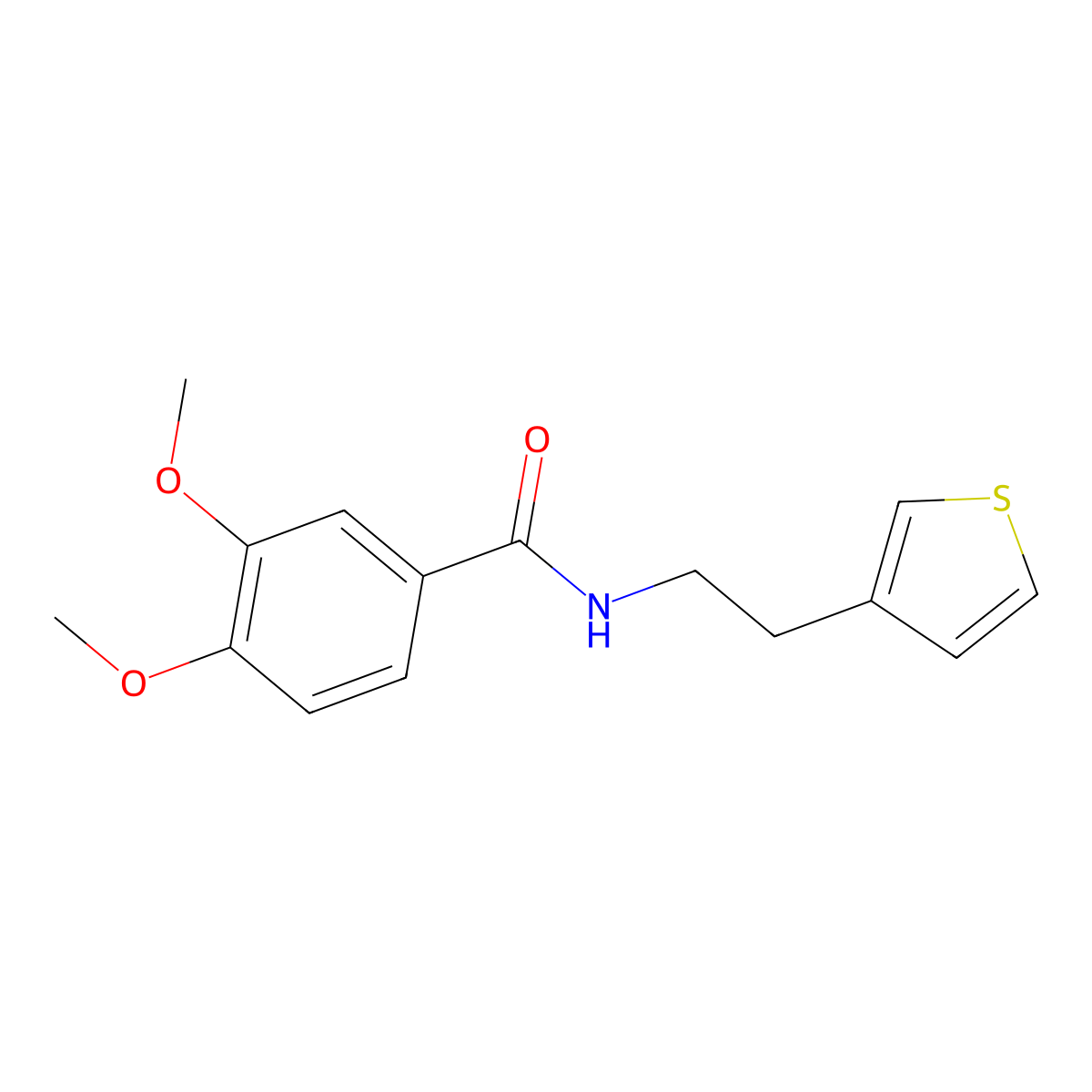 3,4-dimethoxy-N-[2-(thiophen-3-yl)ethyl]benzamide molecular structure, CAS 1058259-36-1