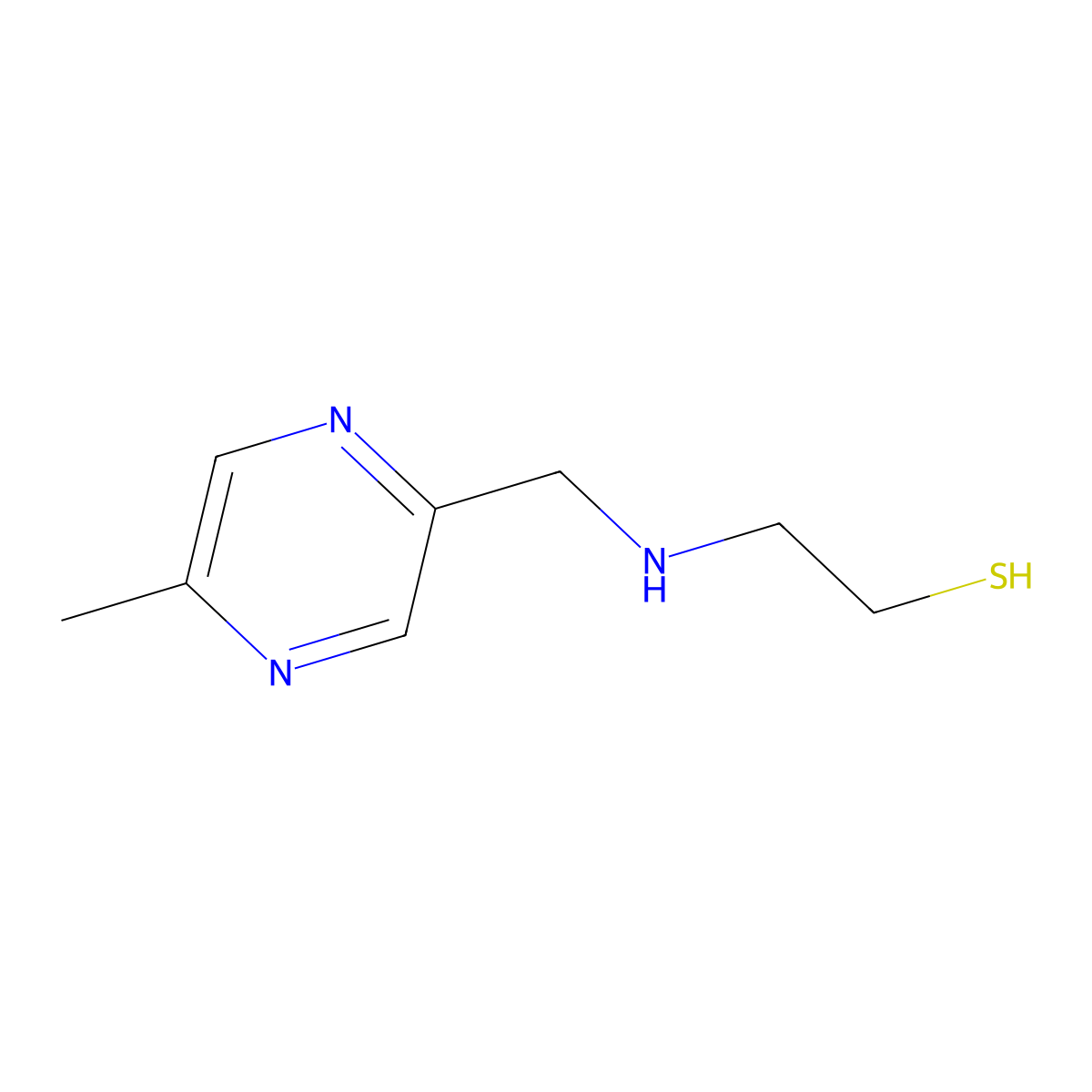 2-(((5-Methylpyrazin-2-yl)methyl)amino)ethanethiol molecular structure, CAS 105827-86-9
