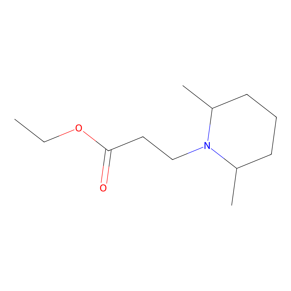 Ethyl 3-(2,6-dimethylpiperidin-1-yl)propanoate molecular structure, CAS 105836-42-8