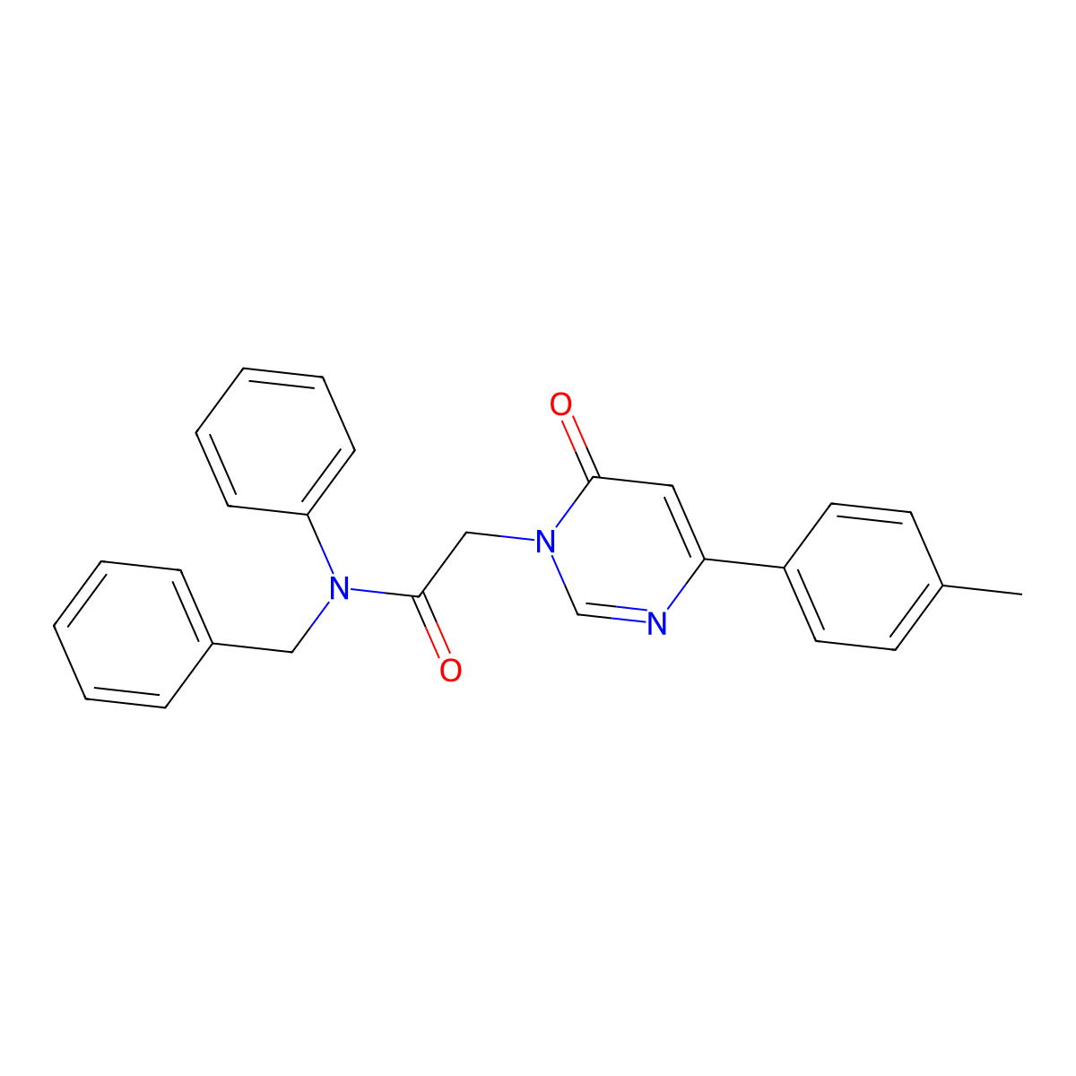 N-benzyl-2-(6-oxo-4-(p-tolyl)pyrimidin-1(6H)-yl)-N-phenylacetamide molecular structure, CAS 1058372-93-2