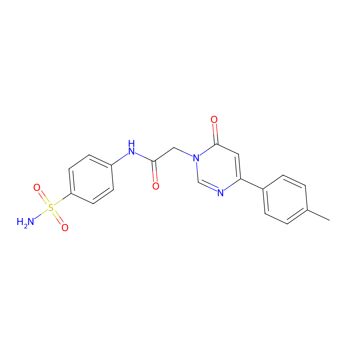 2-[4-(4-methylphenyl)-6-oxo-1,6-dihydropyrimidin-1-yl]-N-(4-sulfamoylphenyl)acetamide molecular structure, CAS 1058373-19-5