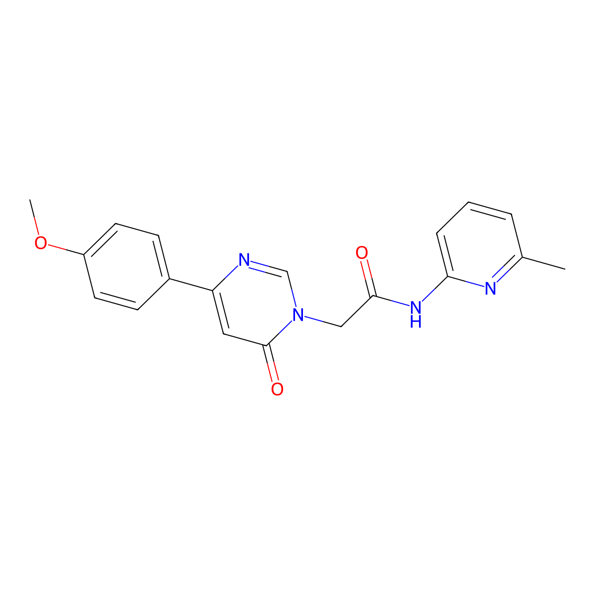 2-[4-(4-methoxyphenyl)-6-oxo-1,6-dihydropyrimidin-1-yl]-N-(6-methylpyridin-2-yl)acetamide molecular structure, CAS 1058373-54-8
