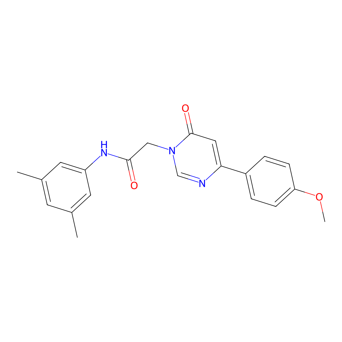 N-(3,5-dimethylphenyl)-2-[4-(4-methoxyphenyl)-6-oxo-1,6-dihydropyrimidin-1-yl]acetamide molecular structure, CAS 1058373-61-7