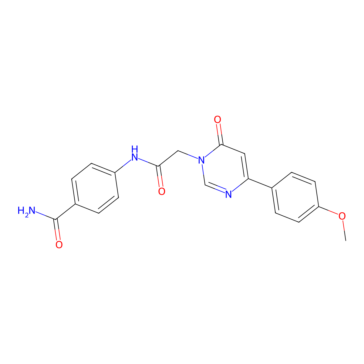 4-(2-(4-(4-methoxyphenyl)-6-oxopyrimidin-1(6H)-yl)acetamido)benzamide molecular structure, CAS 1058373-99-1