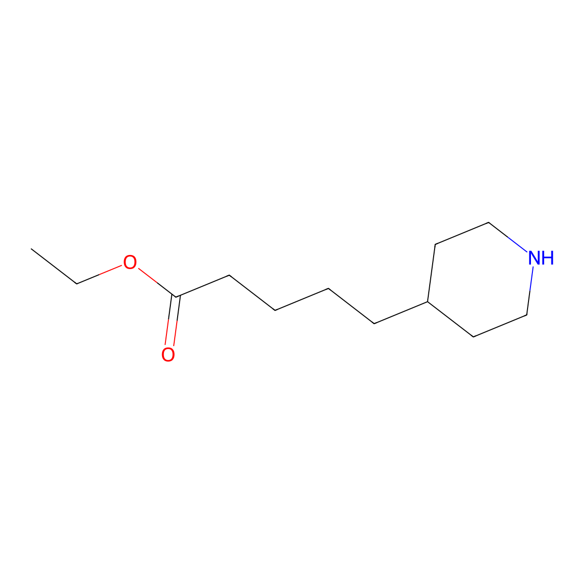 Ethyl 5-(piperidin-4-yl)pentanoate molecular structure, CAS 105838-03-7