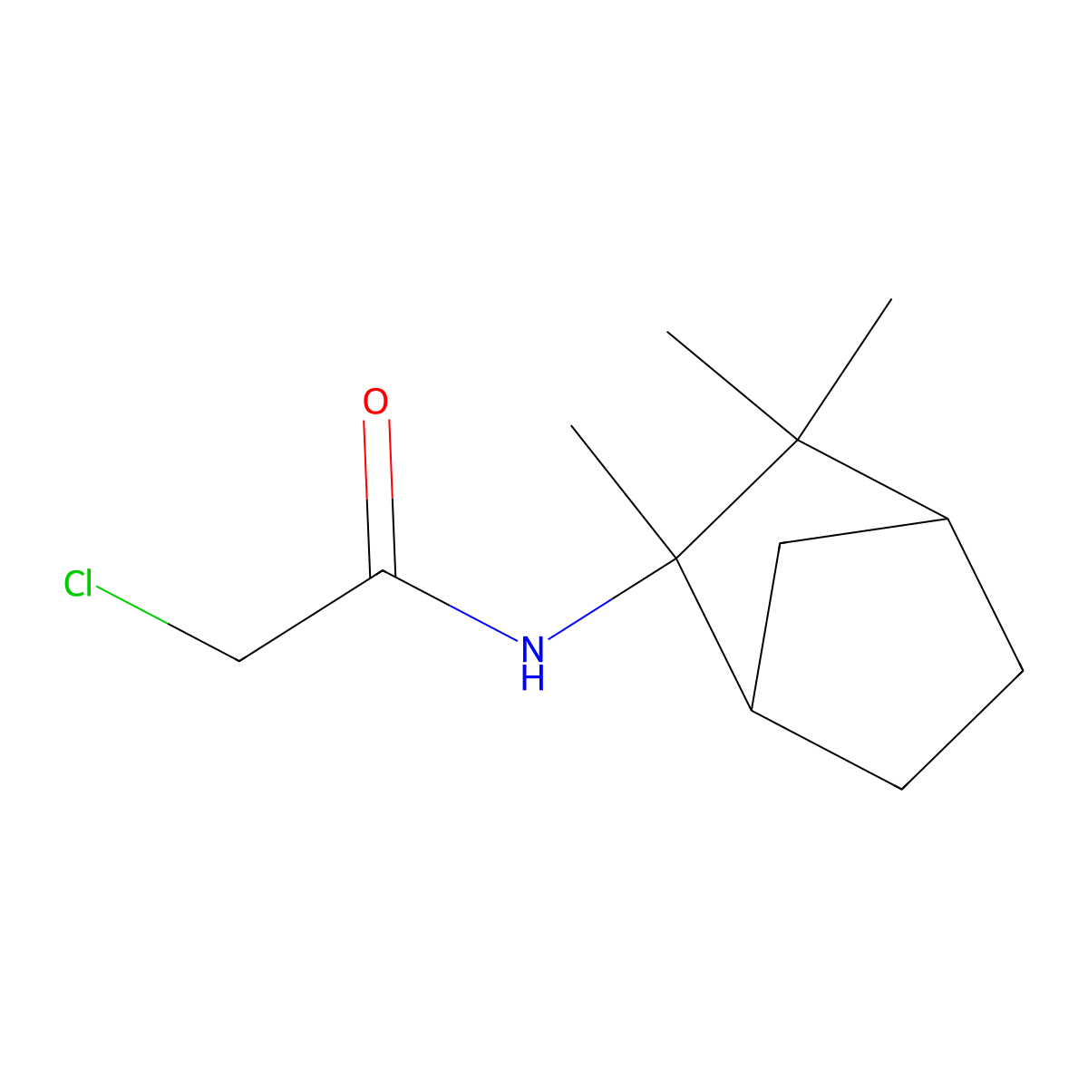 2-Chloro-N-(2,3,3-trimethylbicyclo[2.2.1]heptan-2-yl)acetamide molecular structure, CAS 105838-50-4