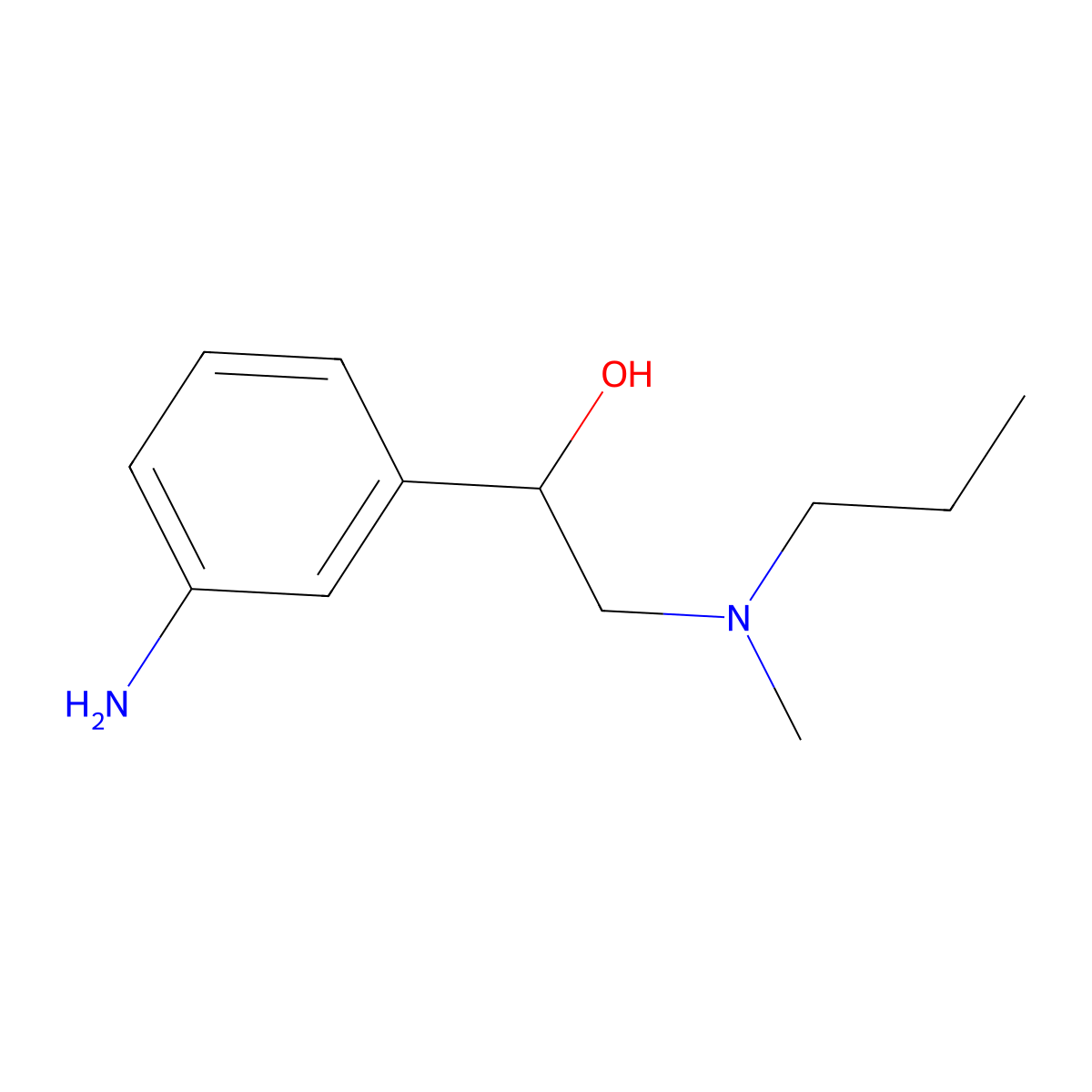 Benzyl alcohol, m-amino-alpha-((methylpropylamino)methyl)- molecular structure, CAS 105838-77-5