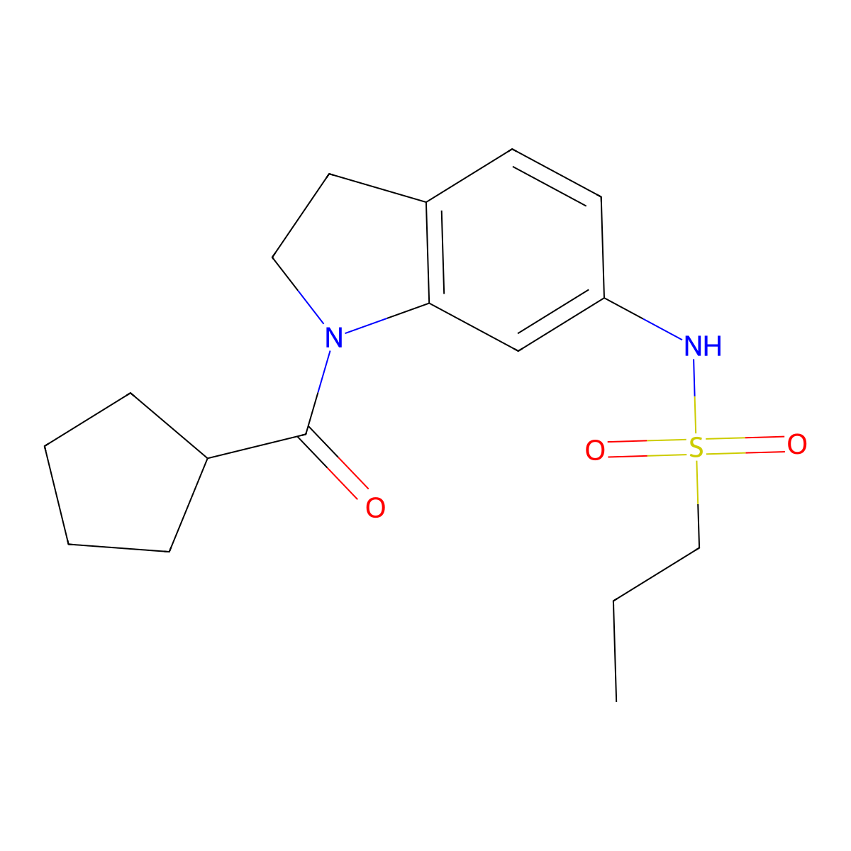 N-(1-(cyclopentanecarbonyl)indolin-6-yl)propane-1-sulfonamide molecular structure, CAS 1058384-52-3