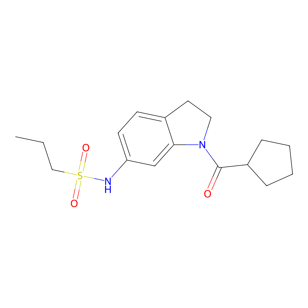 N-(1-(cyclopentanecarbonyl)indolin-6-yl)propane-1-sulfonamide molecular structure, CAS 1058384-52-3