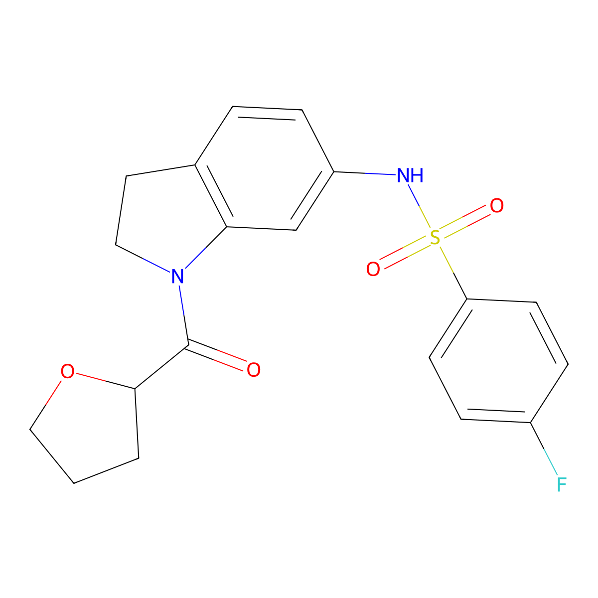 4-fluoro-N-(1-(tetrahydrofuran-2-carbonyl)indolin-6-yl)benzenesulfonamide molecular structure, CAS 1058385-97-9