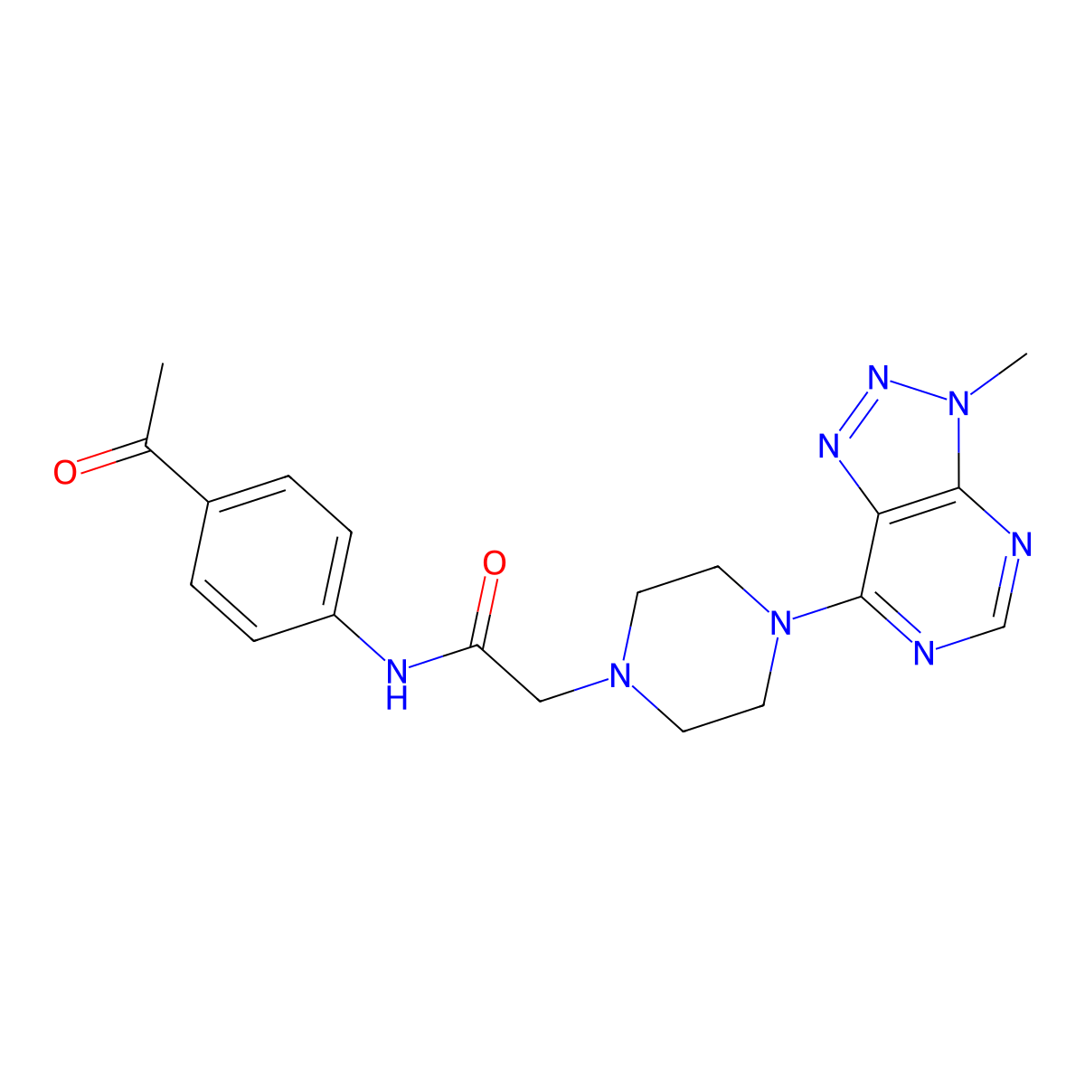 N-(4-acetylphenyl)-2-(4-{3-methyl-3H-[1,2,3]triazolo[4,5-d]pyrimidin-7-yl}piperazin-1-yl)acetamide molecular structure, CAS 1058387-08-8