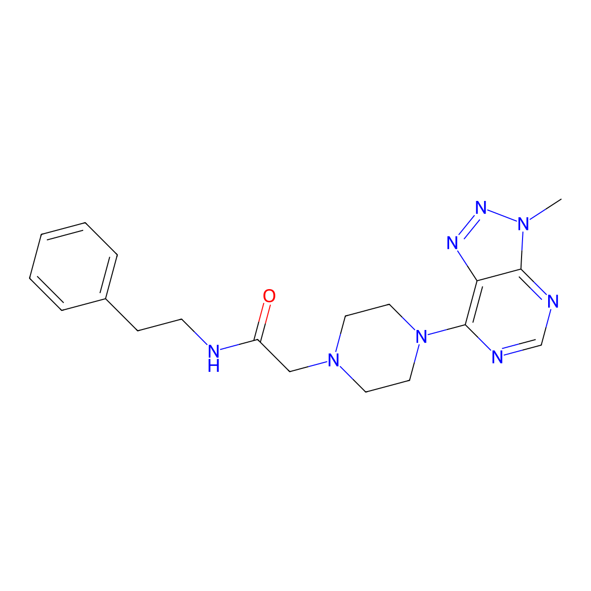 2-(4-{3-methyl-3H-[1,2,3]triazolo[4,5-d]pyrimidin-7-yl}piperazin-1-yl)-N-(2-phenylethyl)acetamide molecular structure, CAS 1058387-14-6