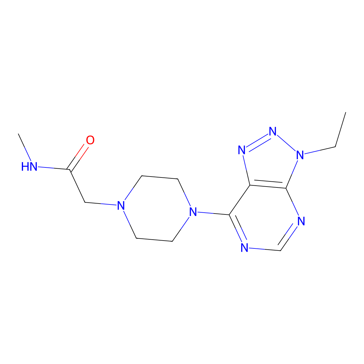 2-(4-{3-ethyl-3H-[1,2,3]triazolo[4,5-d]pyrimidin-7-yl}piperazin-1-yl)-N-methylacetamide molecular structure, CAS 1058387-57-7
