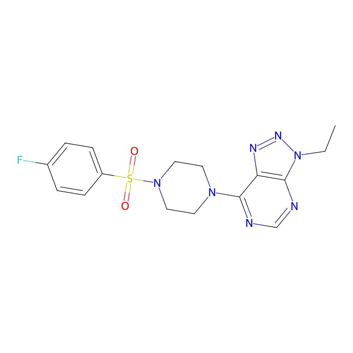 3-ethyl-7-(4-((4-fluorophenyl)sulfonyl)piperazin-1-yl)-3H-[1,2,3]triazolo[4,5-d]pyrimidine molecular structure, CAS 1058387-87-3