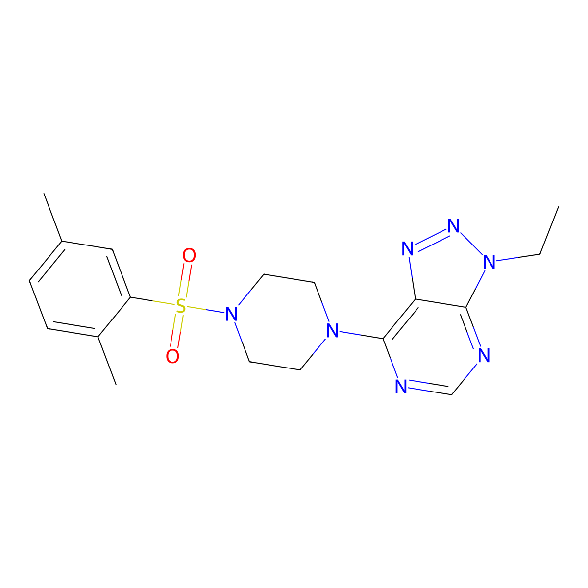 7-(4-((2,5-dimethylphenyl)sulfonyl)piperazin-1-yl)-3-ethyl-3H-[1,2,3]triazolo[4,5-d]pyrimidine molecular structure, CAS 1058387-98-6