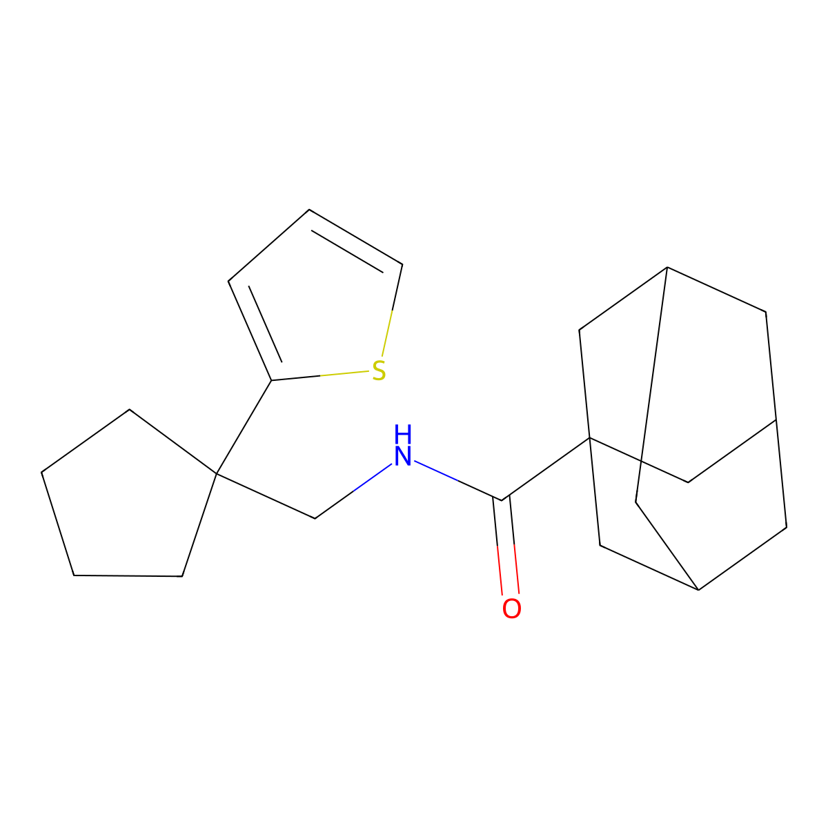 N-{[1-(thiophen-2-yl)cyclopentyl]methyl}adamantane-1-carboxamide molecular structure, CAS 1058394-23-2