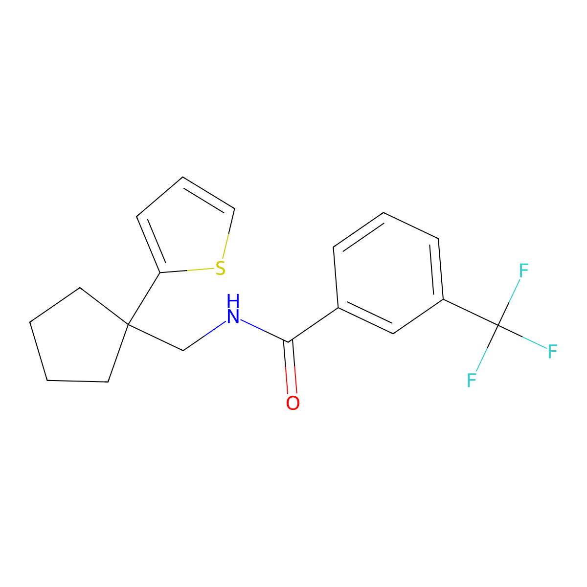 N-{[1-(thiophen-2-yl)cyclopentyl]methyl}-3-(trifluoromethyl)benzamide molecular structure, CAS 1058394-24-3