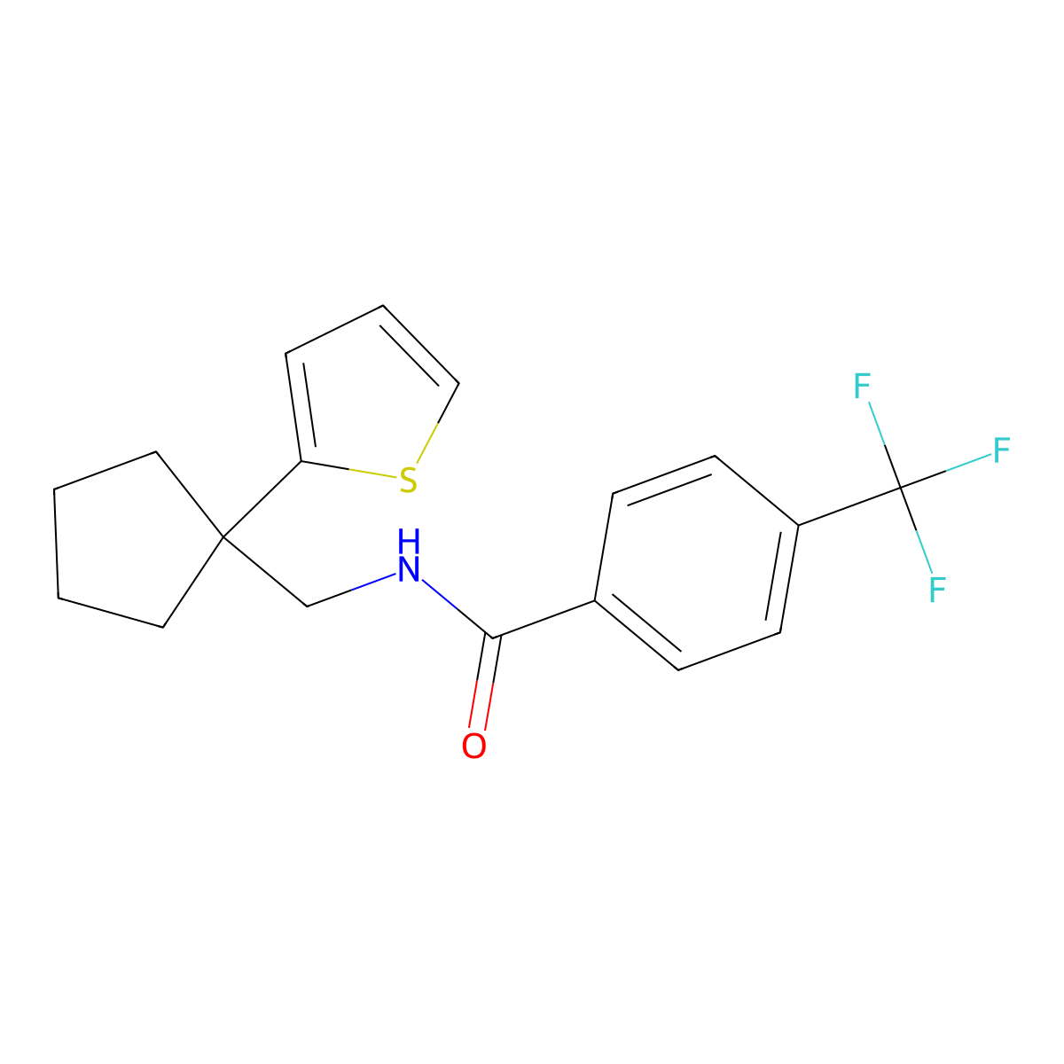N-{[1-(thiophen-2-yl)cyclopentyl]methyl}-4-(trifluoromethyl)benzamide molecular structure, CAS 1058394-26-5