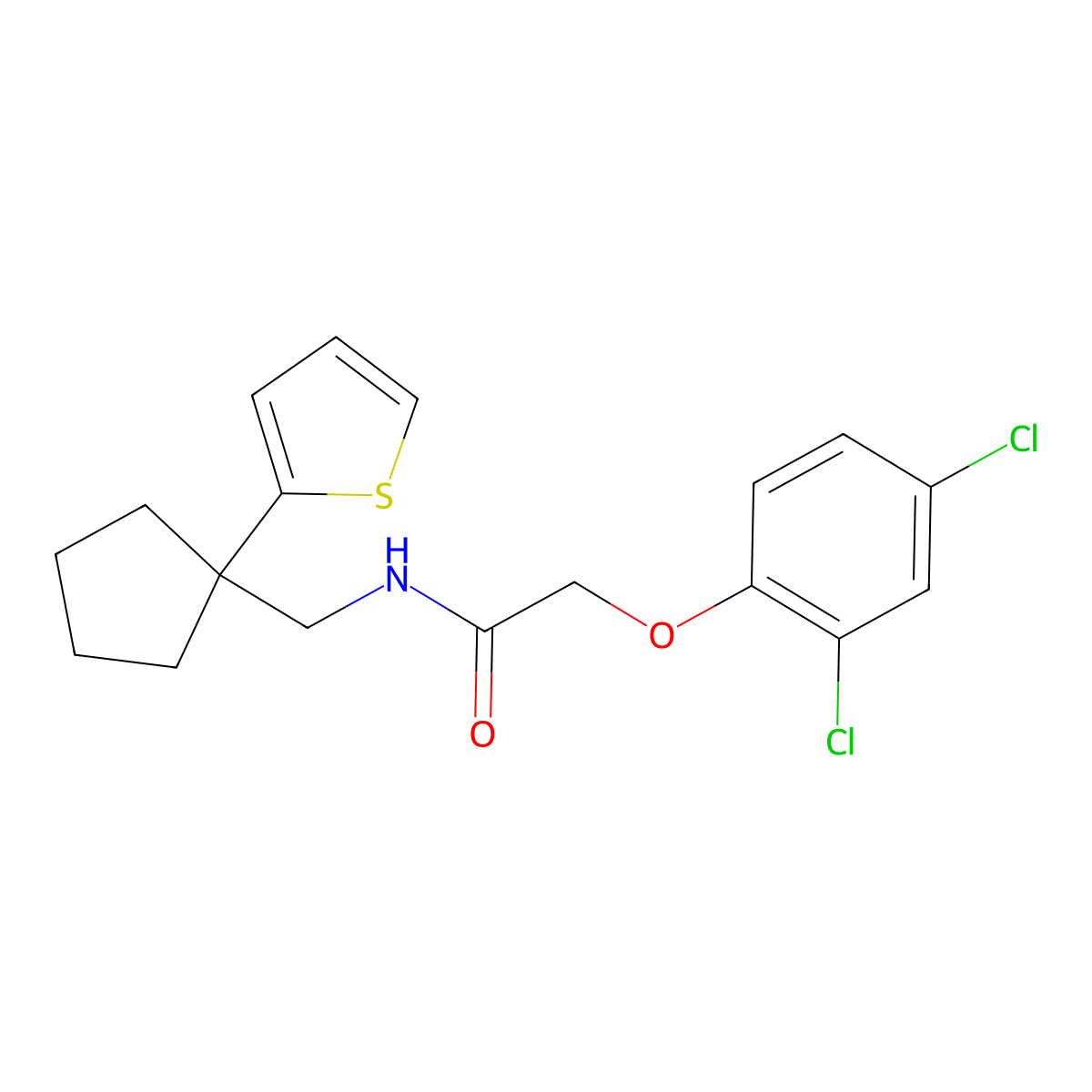 2-(2,4-dichlorophenoxy)-N-{[1-(thiophen-2-yl)cyclopentyl]methyl}acetamide molecular structure, CAS 1058394-46-9