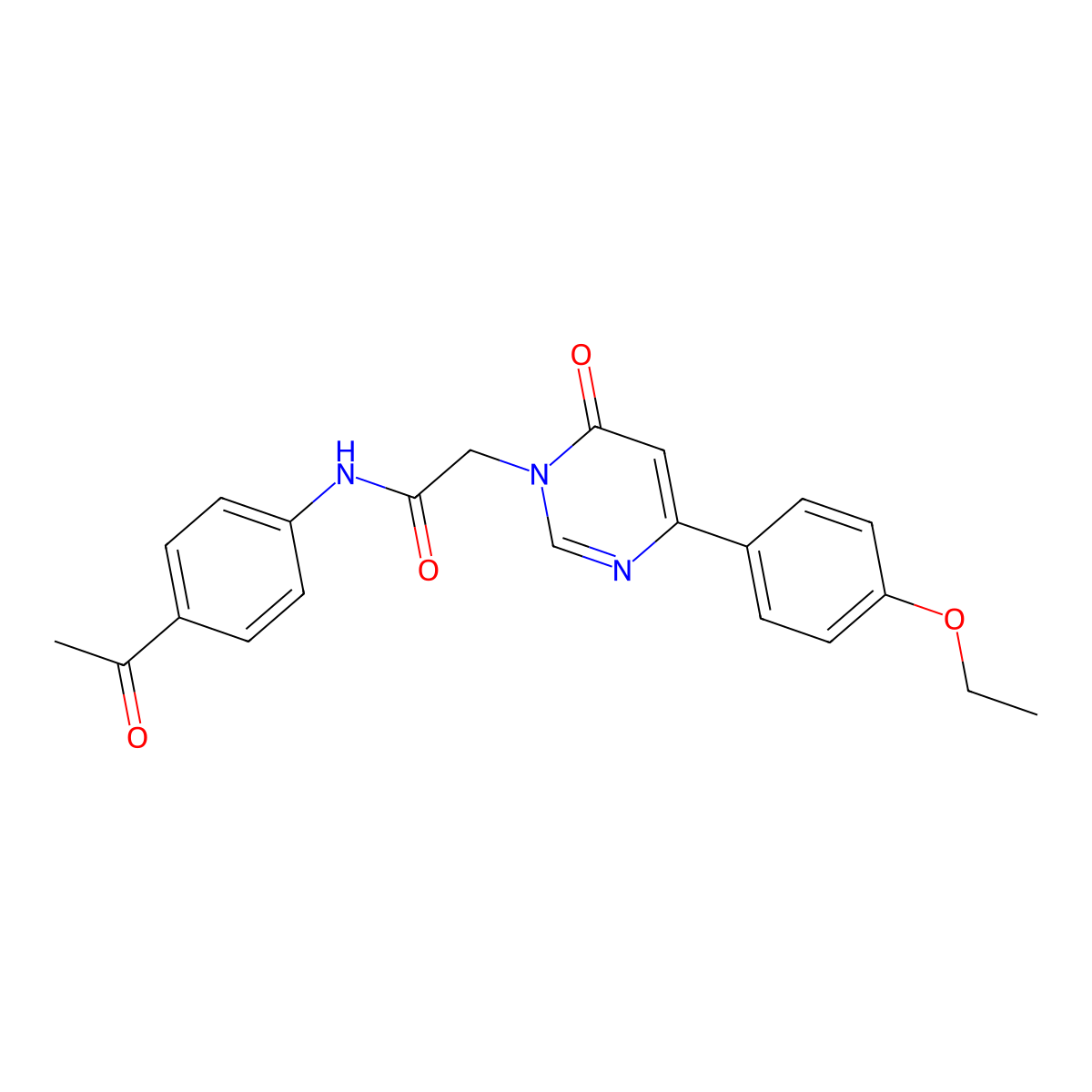 N-(4-acetylphenyl)-2-[4-(4-ethoxyphenyl)-6-oxo-1,6-dihydropyrimidin-1-yl]acetamide molecular structure, CAS 1058396-82-9