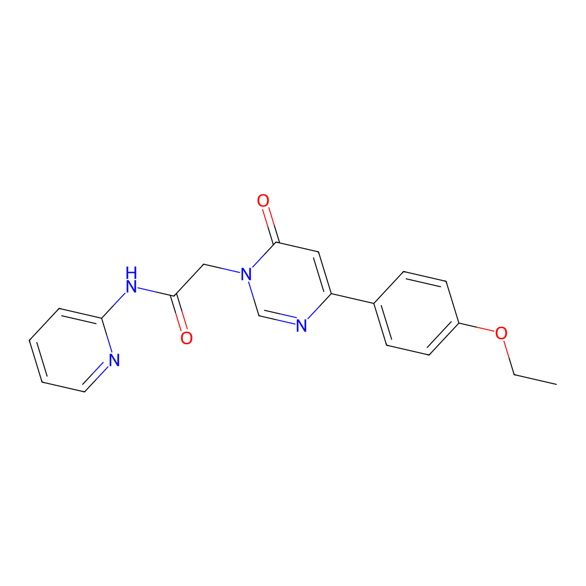 2-[4-(4-ethoxyphenyl)-6-oxo-1,6-dihydropyrimidin-1-yl]-N-(pyridin-2-yl)acetamide molecular structure, CAS 1058396-83-0