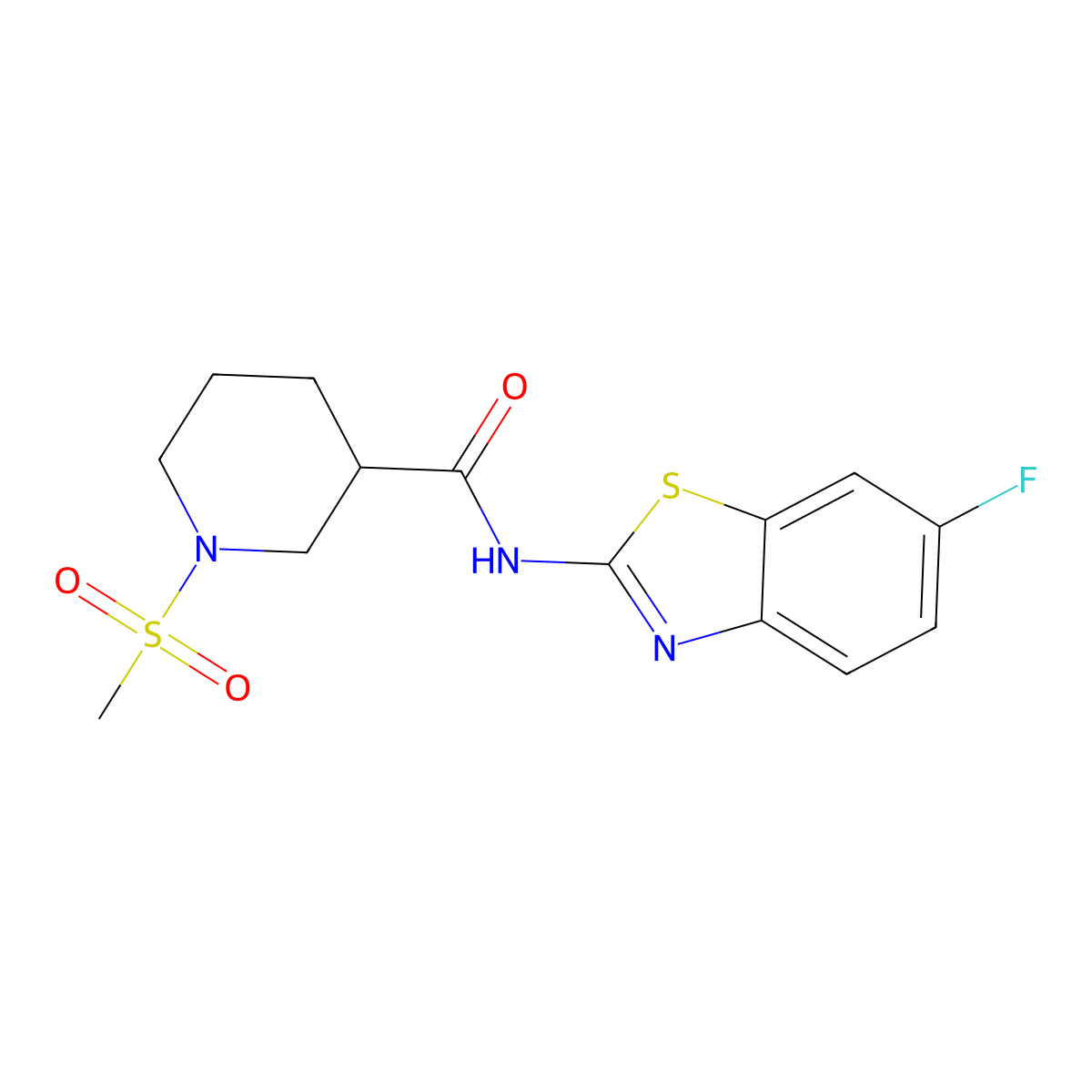 N-(6-fluorobenzo[d]thiazol-2-yl)-1-(methylsulfonyl)piperidine-3-carboxamide molecular structure, CAS 1058398-17-6
