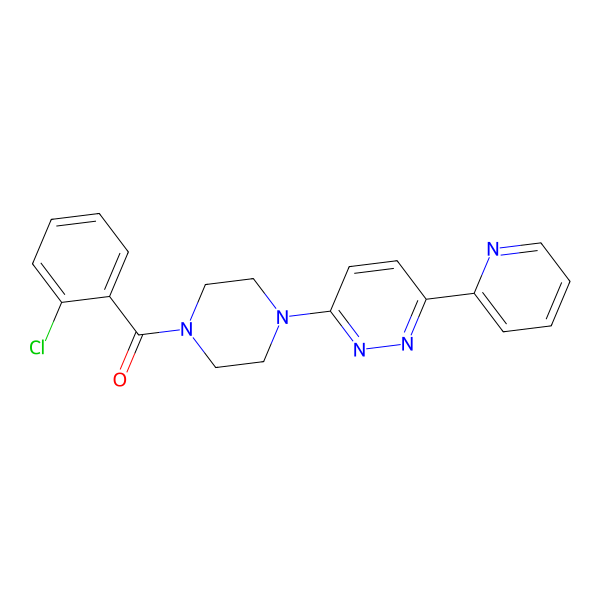 (2-Chlorophenyl)(4-(6-(pyridin-2-yl)pyridazin-3-yl)piperazin-1-yl)methanone molecular structure, CAS 1058404-92-4