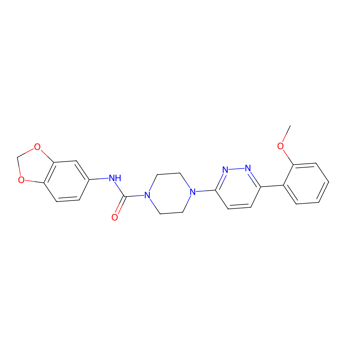 N-(benzo[d][1,3]dioxol-5-yl)-4-(6-(2-methoxyphenyl)pyridazin-3-yl)piperazine-1-carboxamide molecular structure, CAS 1058408-51-7