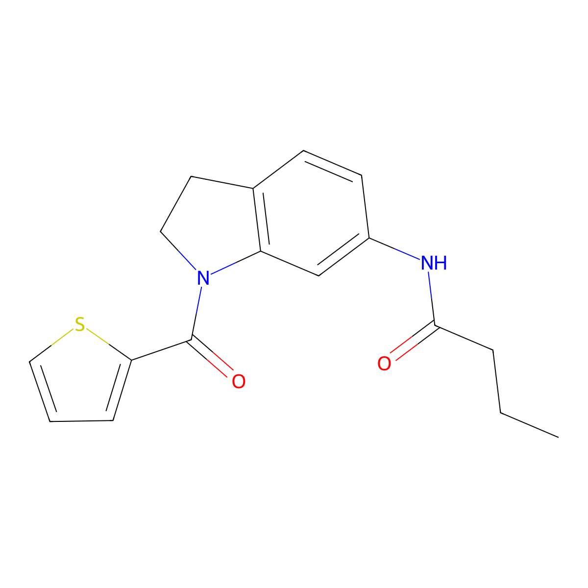 N-[1-(thiophene-2-carbonyl)-2,3-dihydro-1H-indol-6-yl]butanamide molecular structure, CAS 1058413-10-7