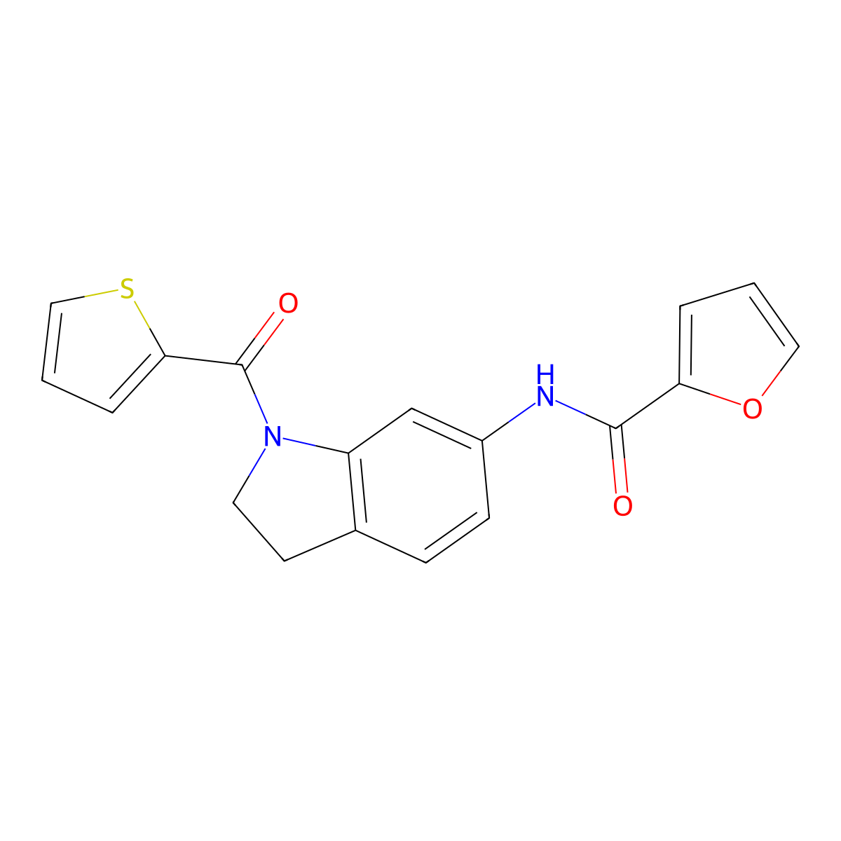 N-(1-(thiophene-2-carbonyl)indolin-6-yl)furan-2-carboxamide molecular structure, CAS 1058413-26-5
