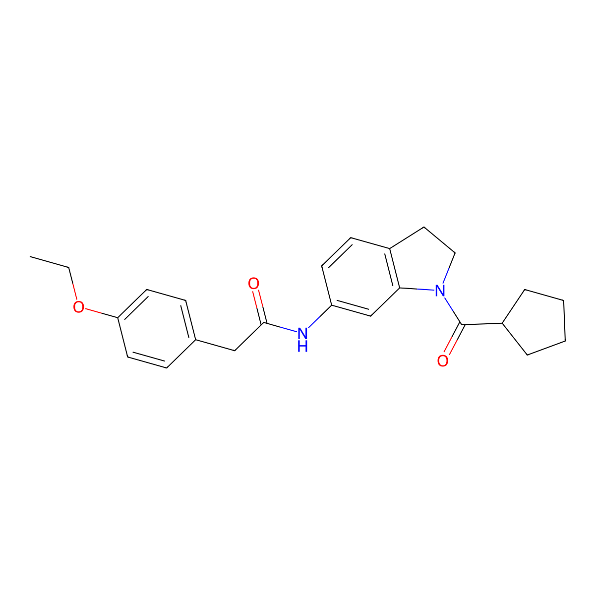 N-(1-(cyclopentanecarbonyl)indolin-6-yl)-2-(4-ethoxyphenyl)acetamide molecular structure, CAS 1058413-69-6