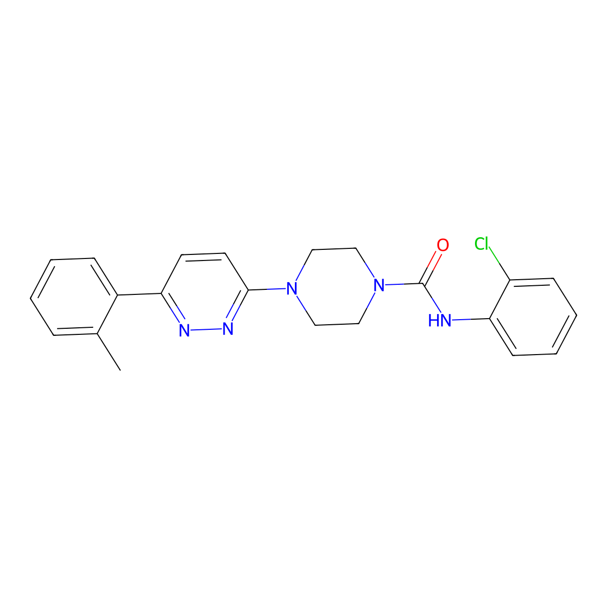 N-(2-chlorophenyl)-4-(6-(o-tolyl)pyridazin-3-yl)piperazine-1-carboxamide molecular structure, CAS 1058419-35-4