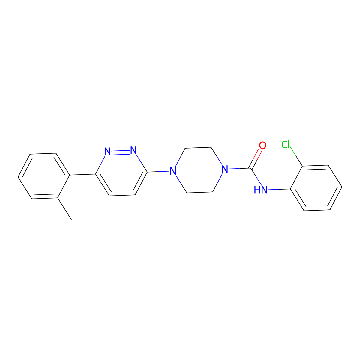 N-(2-chlorophenyl)-4-(6-(o-tolyl)pyridazin-3-yl)piperazine-1-carboxamide molecular structure, CAS 1058419-35-4