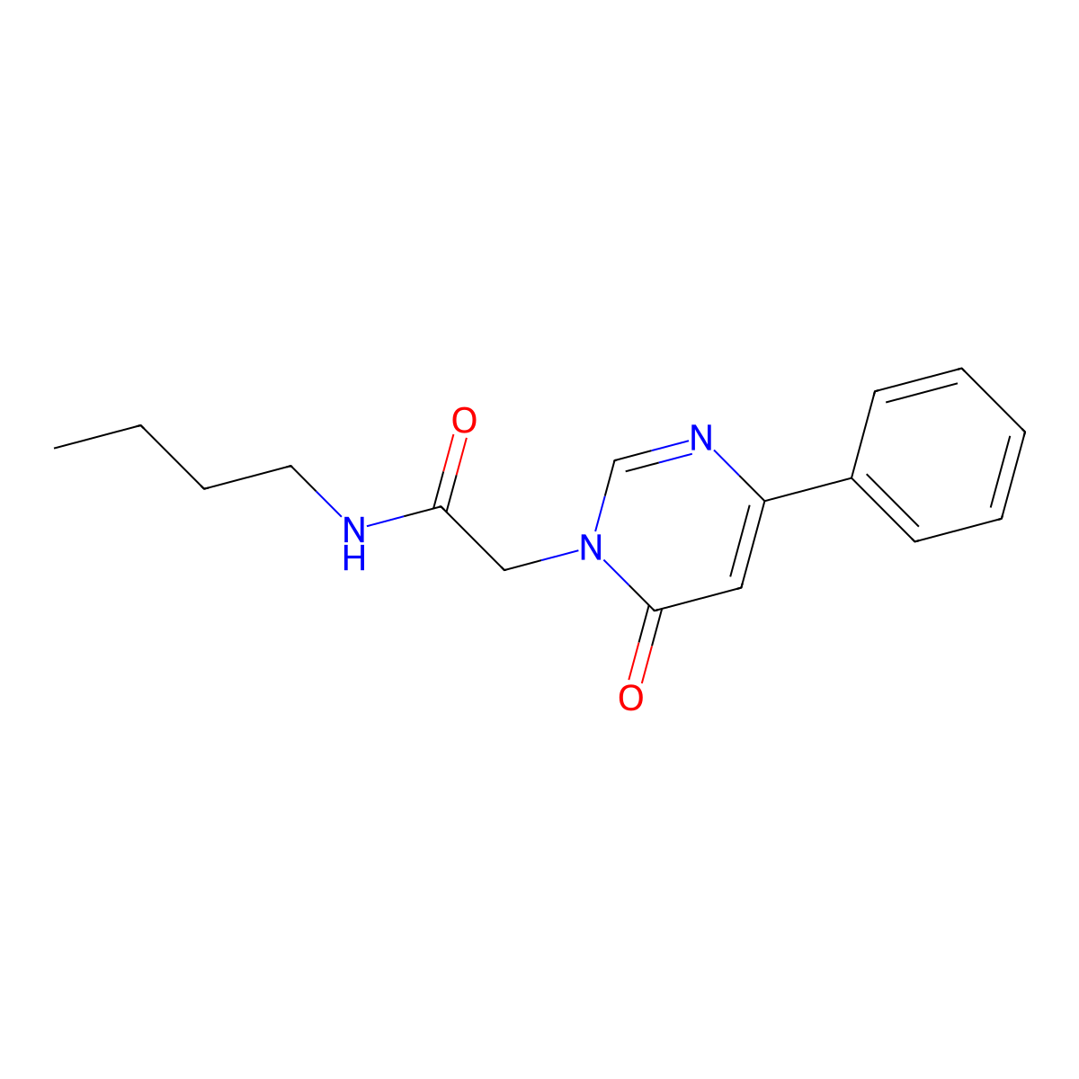 N-butyl-2-(6-oxo-4-phenylpyrimidin-1(6H)-yl)acetamide molecular structure, CAS 1058422-29-9