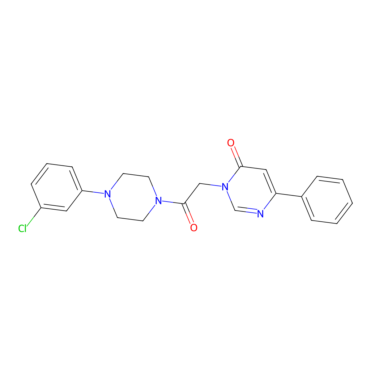 3-{2-[4-(3-Chlorophenyl)piperazin-1-yl]-2-oxoethyl}-6-phenyl-3,4-dihydropyrimidin-4-one molecular structure, CAS 1058422-40-4