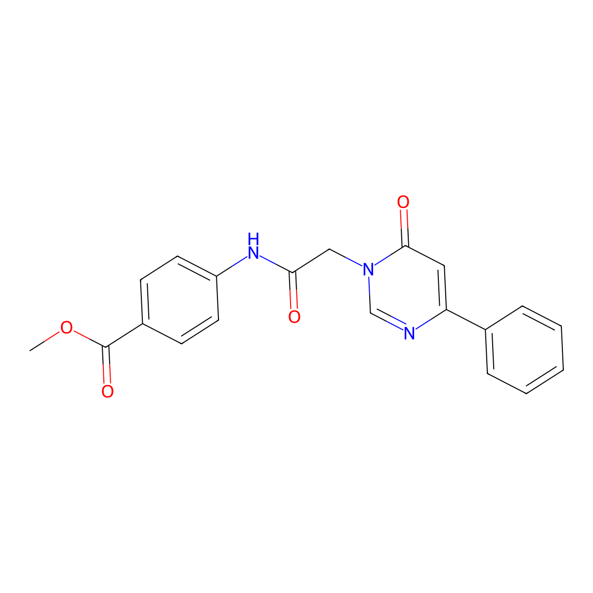 Methyl 4-[2-(6-oxo-4-phenyl-1,6-dihydropyrimidin-1-yl)acetamido]benzoate molecular structure, CAS 1058422-59-5