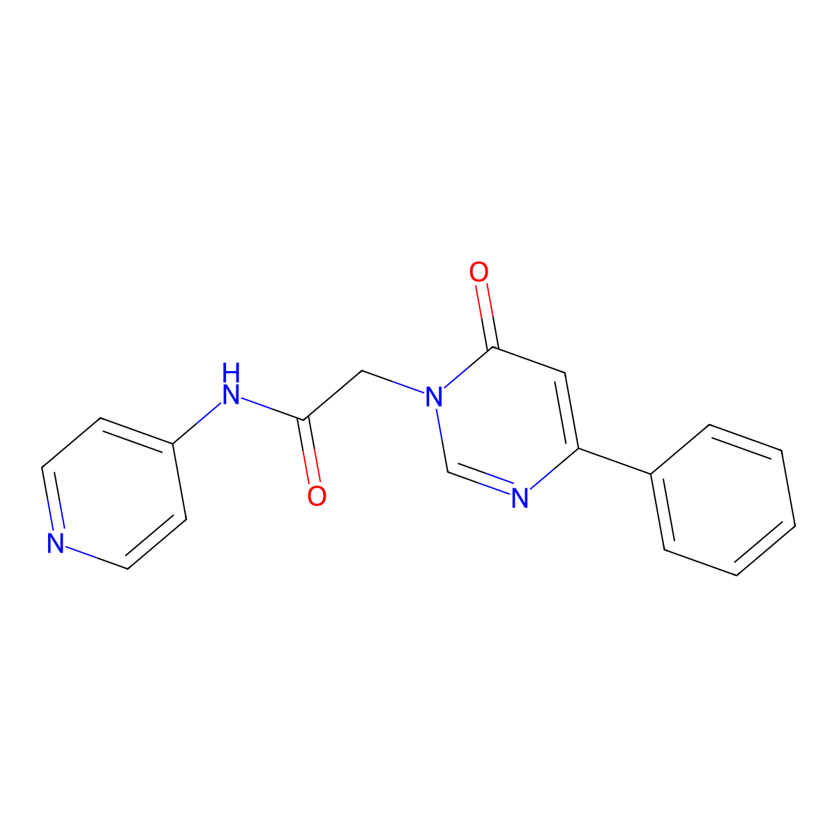 2-(6-oxo-4-phenyl-1,6-dihydropyrimidin-1-yl)-N-(pyridin-4-yl)acetamide molecular structure, CAS 1058422-60-8