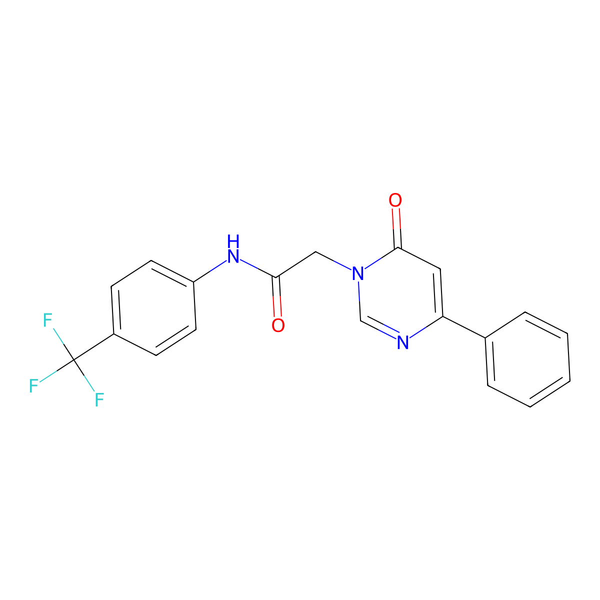 2-(6-oxo-4-phenyl-1,6-dihydropyrimidin-1-yl)-N-[4-(trifluoromethyl)phenyl]acetamide molecular structure, CAS 1058422-75-5