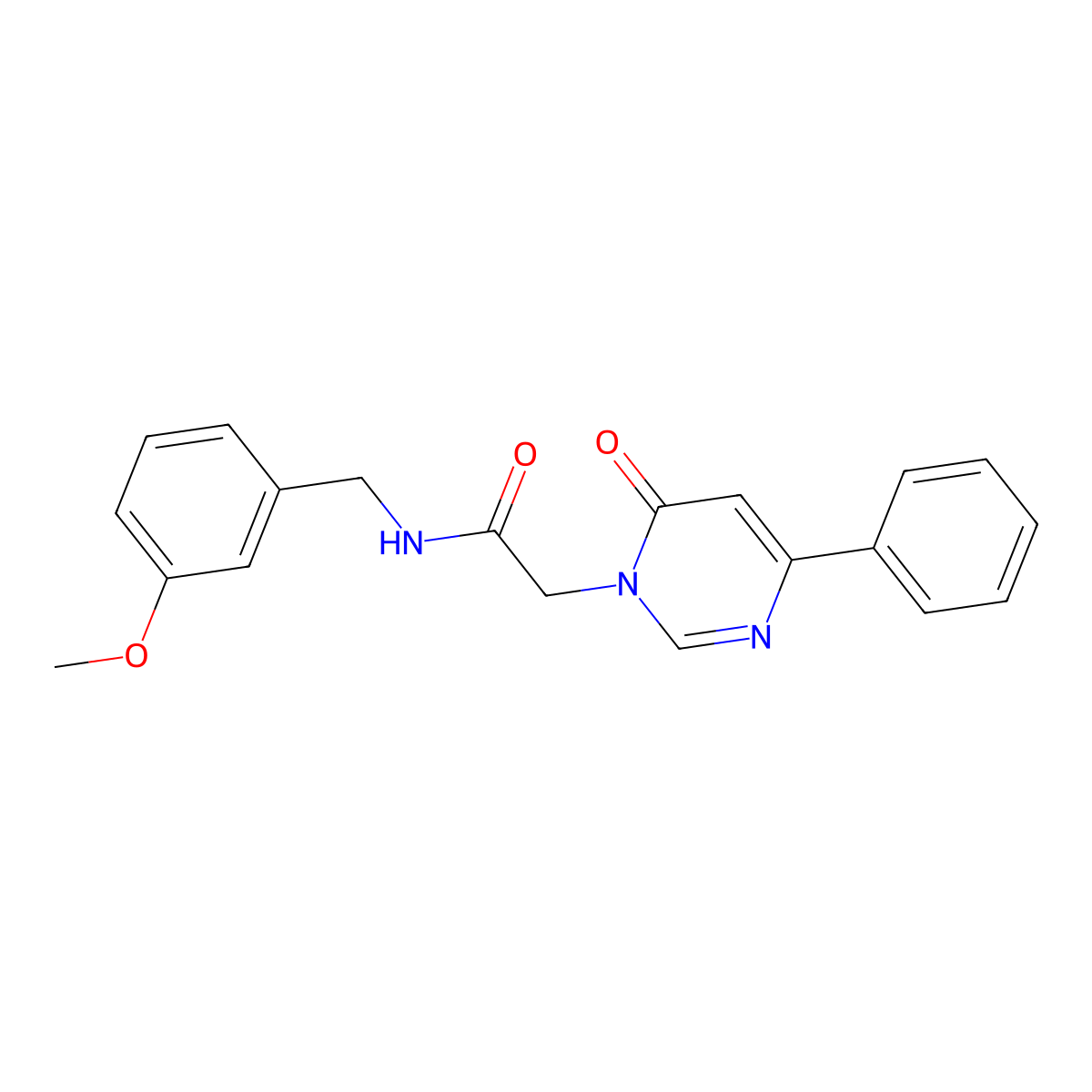 N-[(3-methoxyphenyl)methyl]-2-(6-oxo-4-phenyl-1,6-dihydropyrimidin-1-yl)acetamide molecular structure, CAS 1058422-97-1