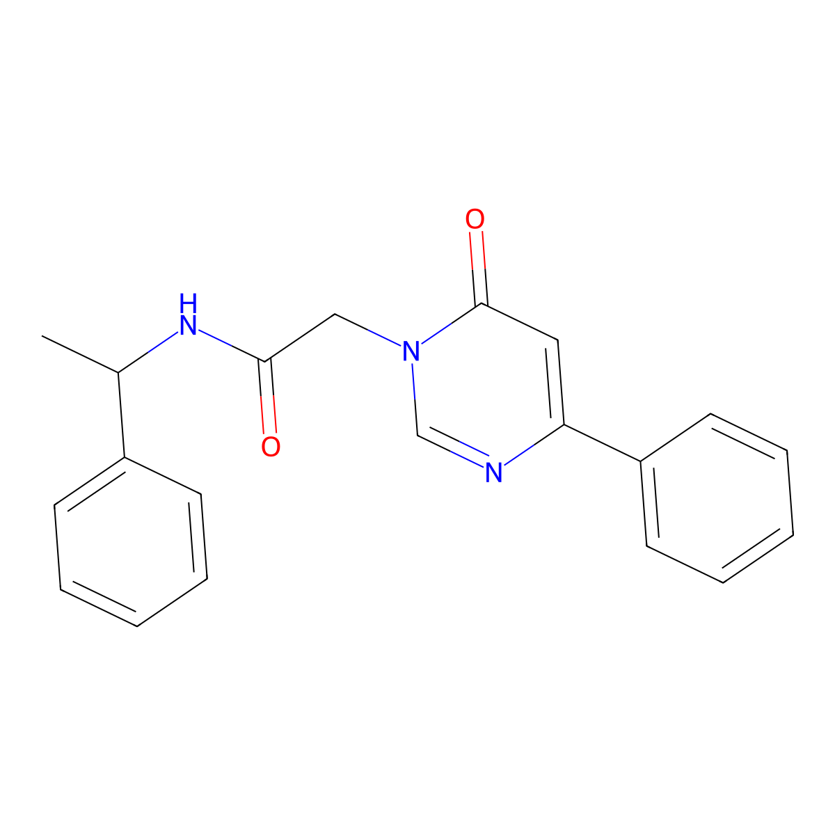 2-(6-oxo-4-phenylpyrimidin-1(6H)-yl)-N-(1-phenylethyl)acetamide molecular structure, CAS 1058423-06-5