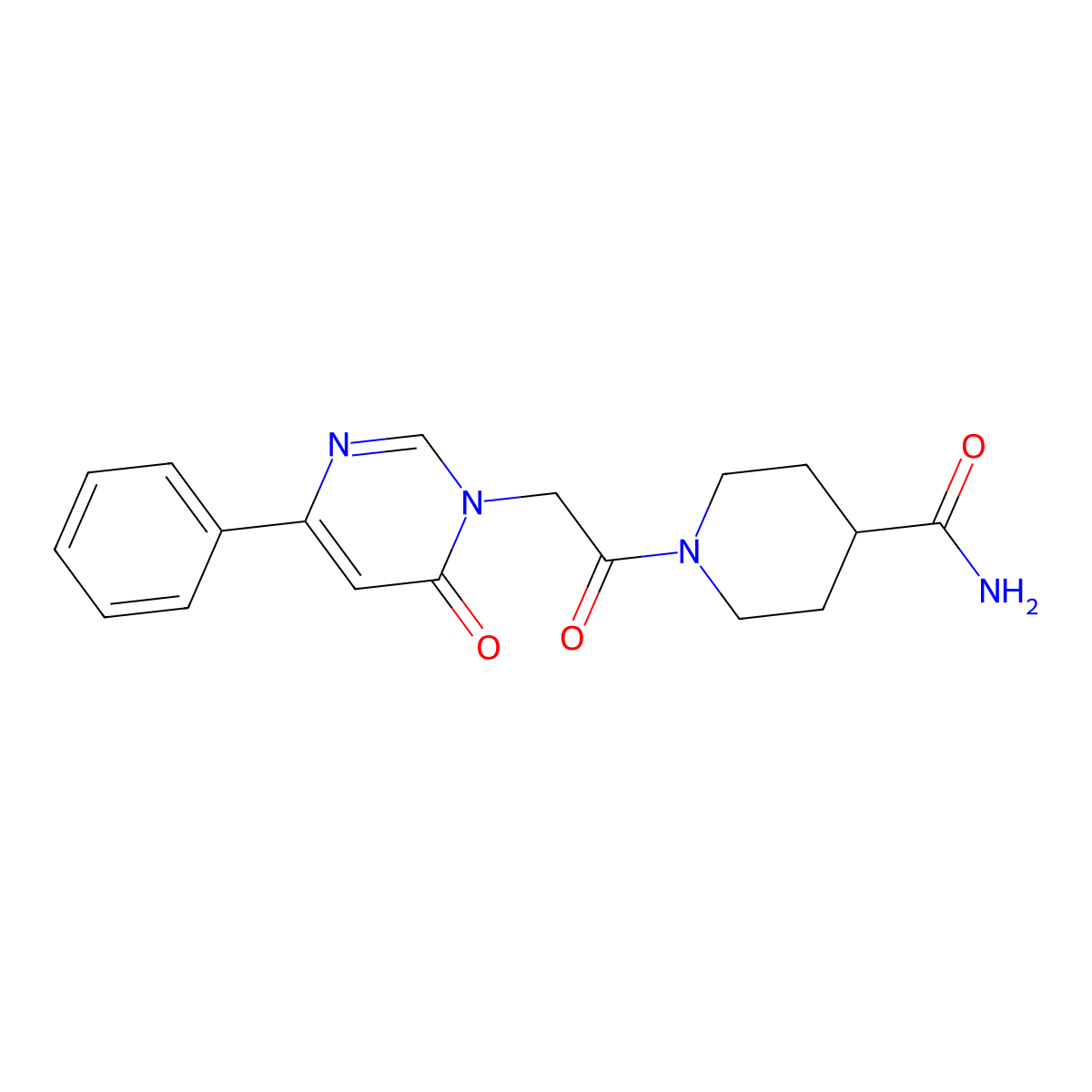 1-[2-(6-Oxo-4-phenyl-1,6-dihydropyrimidin-1-yl)acetyl]piperidine-4-carboxamide molecular structure, CAS 1058423-17-8