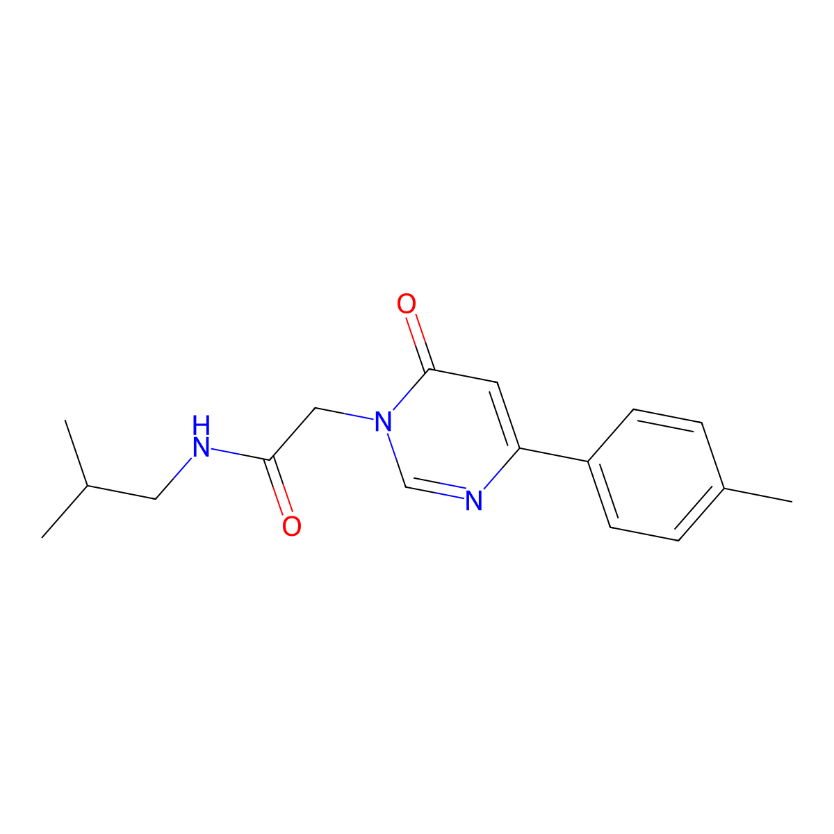 2-[4-(4-methylphenyl)-6-oxo-1,6-dihydropyrimidin-1-yl]-N-(2-methylpropyl)acetamide molecular structure, CAS 1058423-24-7