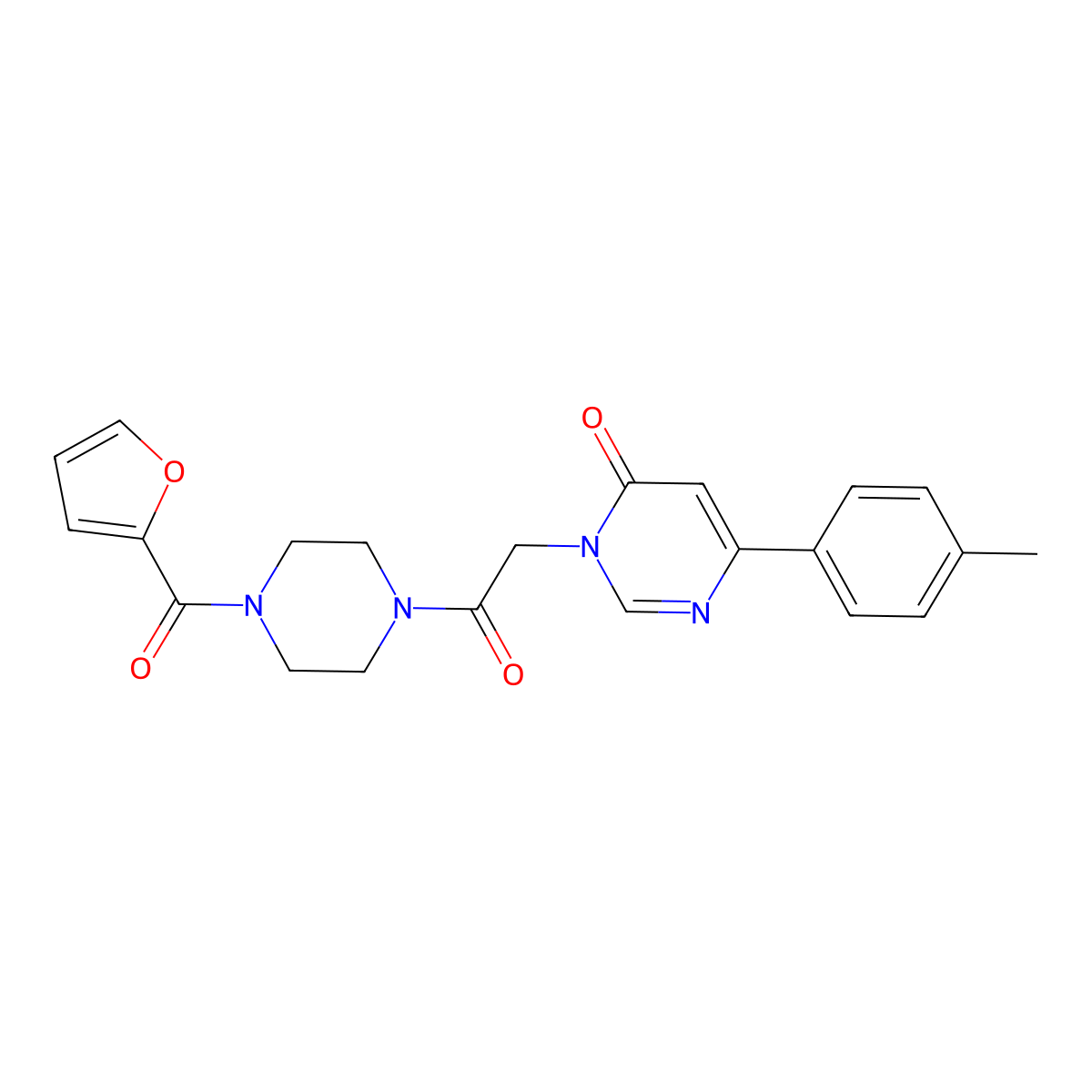 3-{2-[4-(Furan-2-carbonyl)piperazin-1-yl]-2-oxoethyl}-6-(4-methylphenyl)-3,4-dihydropyrimidin-4-one molecular structure, CAS 1058423-34-9