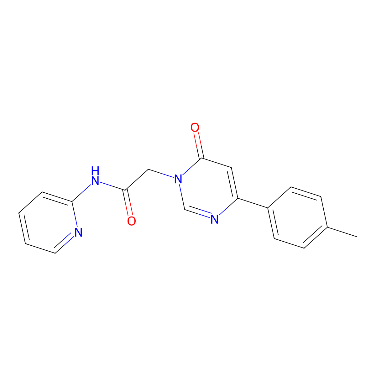 2-[4-(4-methylphenyl)-6-oxo-1,6-dihydropyrimidin-1-yl]-N-(pyridin-2-yl)acetamide molecular structure, CAS 1058423-58-7