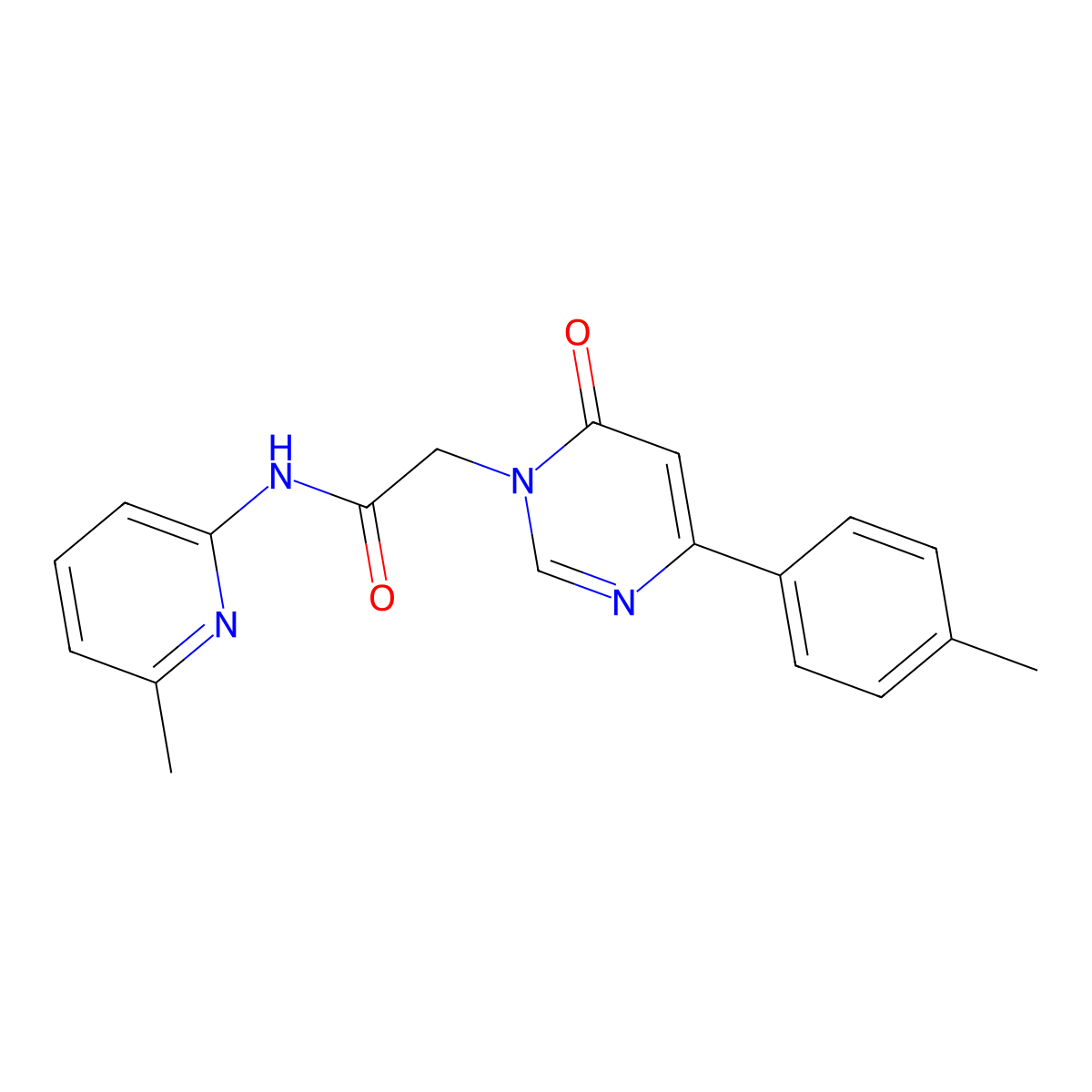 2-[4-(4-methylphenyl)-6-oxo-1,6-dihydropyrimidin-1-yl]-N-(6-methylpyridin-2-yl)acetamide molecular structure, CAS 1058423-59-8