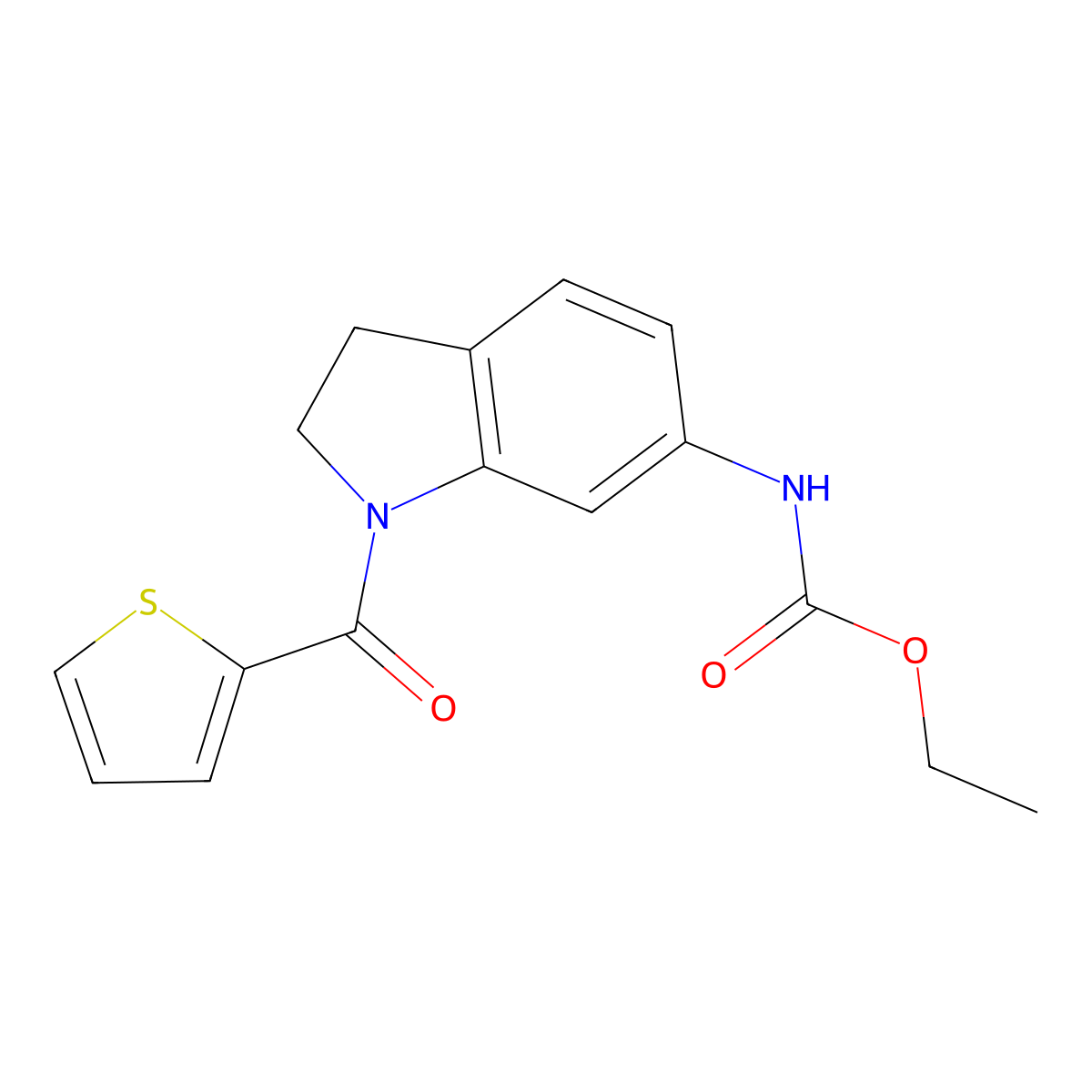 Ethyl (1-(thiophene-2-carbonyl)indolin-6-yl)carbamate molecular structure, CAS 1058428-08-2