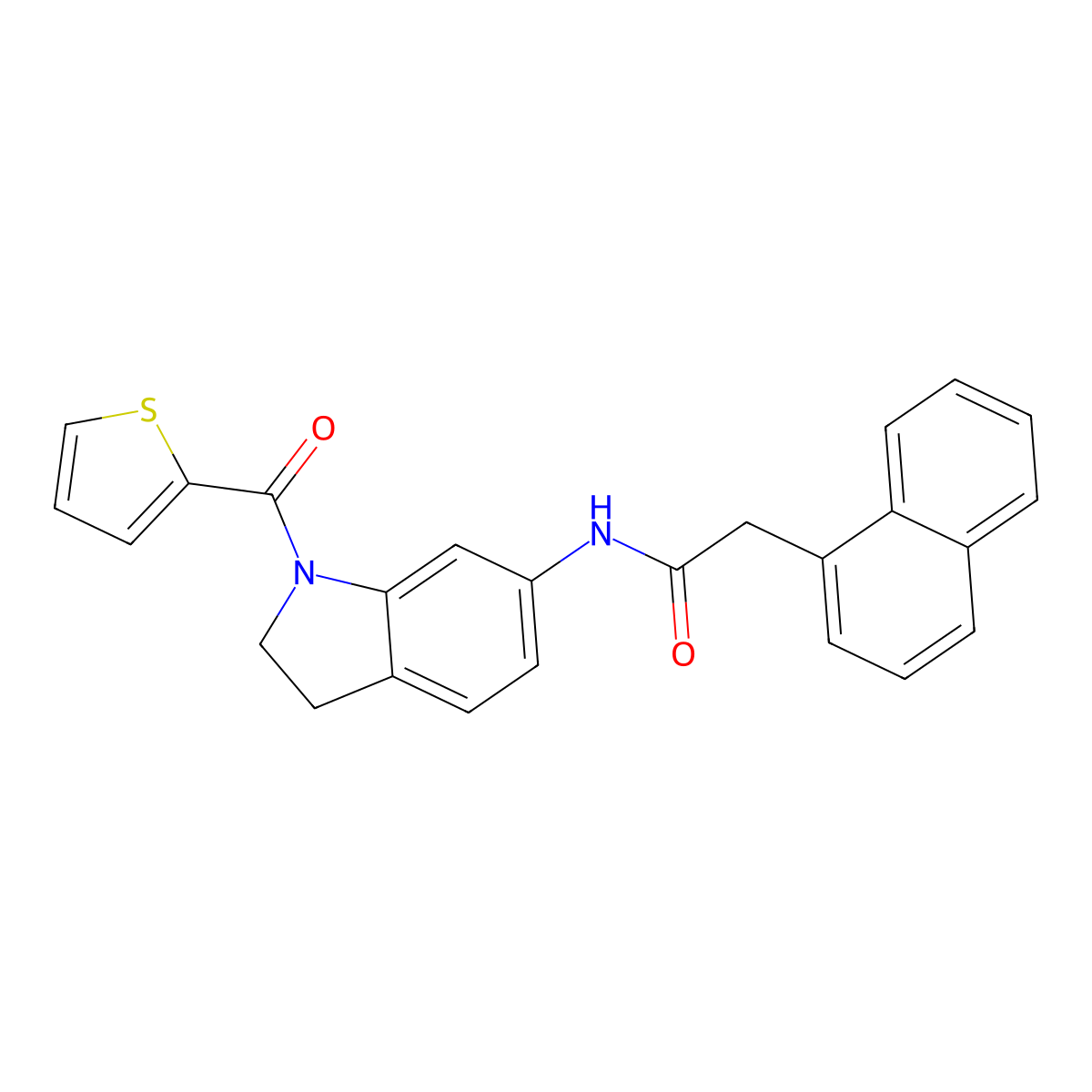 2-(naphthalen-1-yl)-N-(1-(thiophene-2-carbonyl)indolin-6-yl)acetamide molecular structure, CAS 1058428-19-5