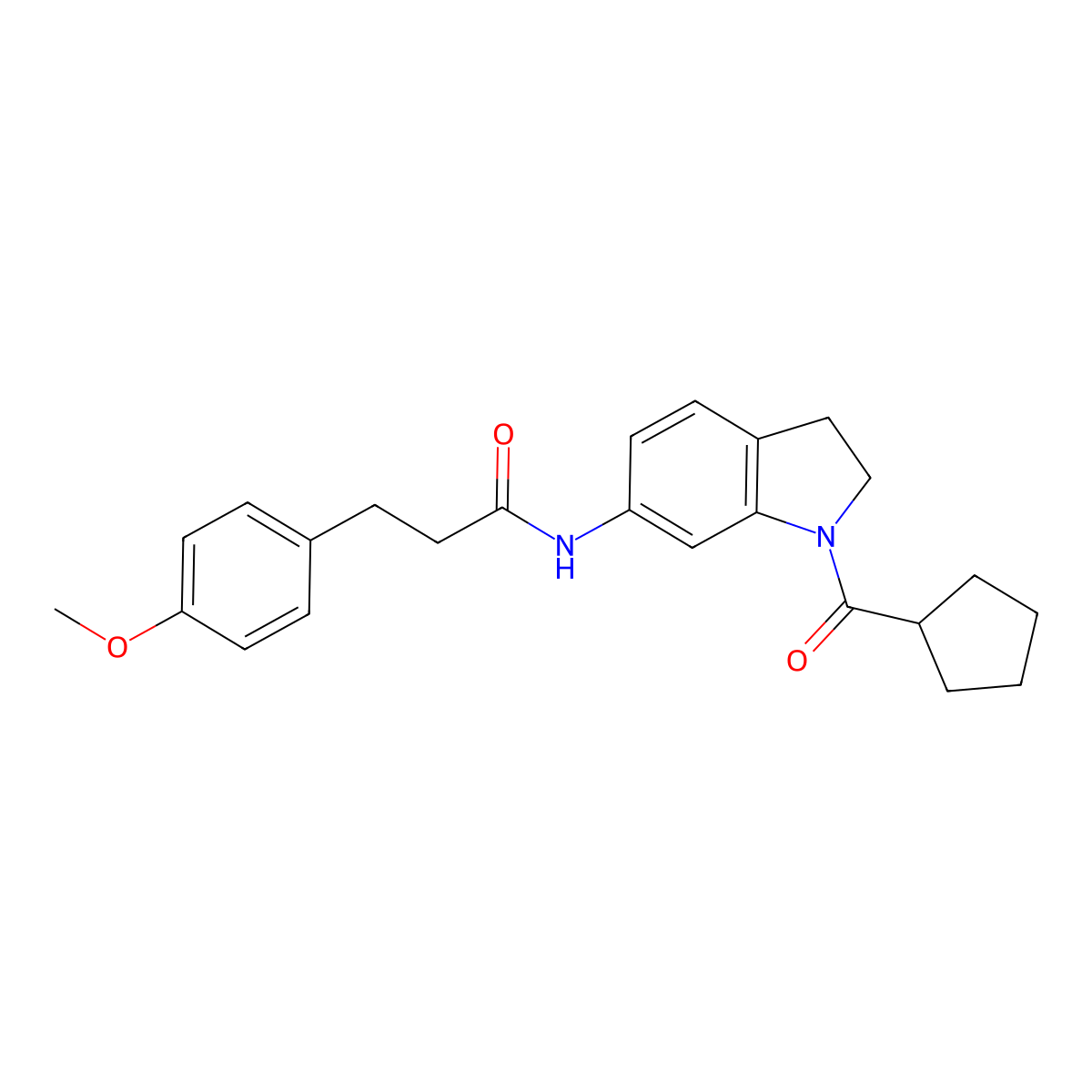 N-(1-(cyclopentanecarbonyl)indolin-6-yl)-3-(4-methoxyphenyl)propanamide molecular structure, CAS 1058428-44-6